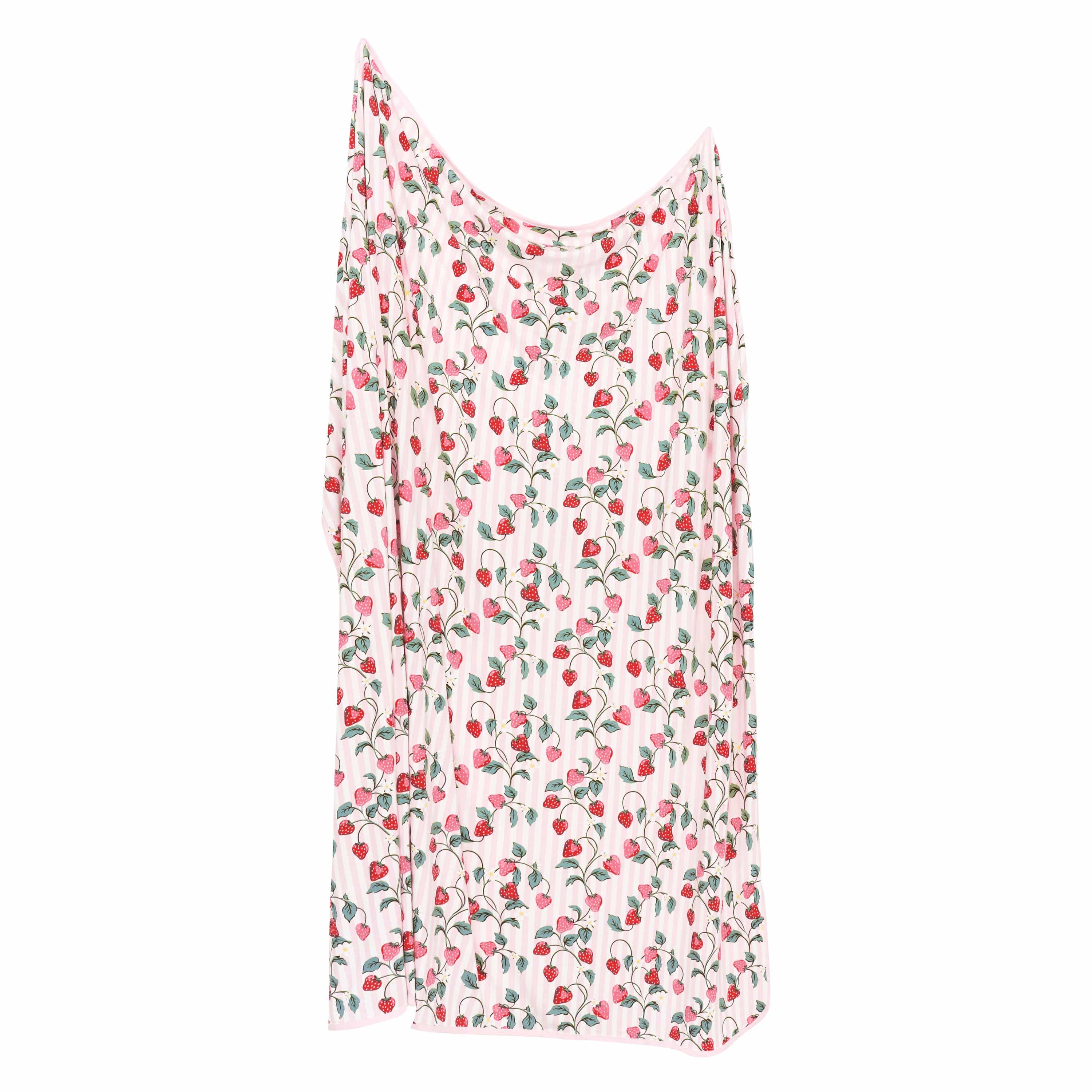 Swaddle Blanket in Strawberry Fields shown unswaddled