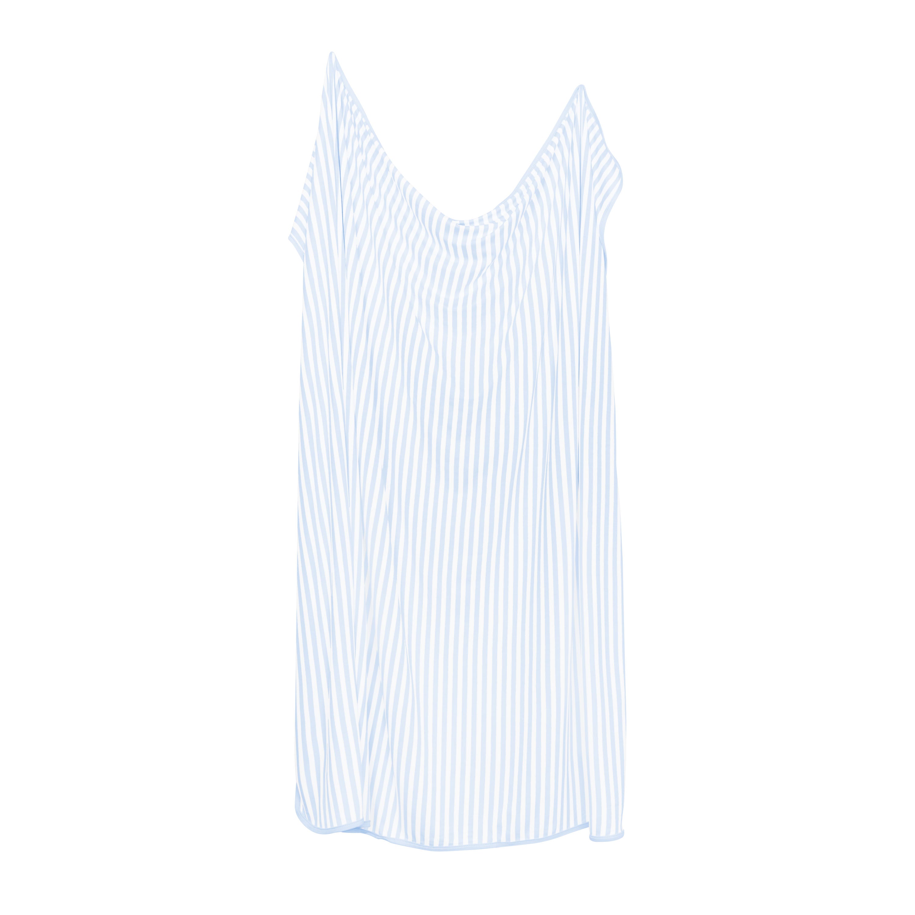 Product photo of Swaddle Blanket in Small Mist Stripe shown unswaddled