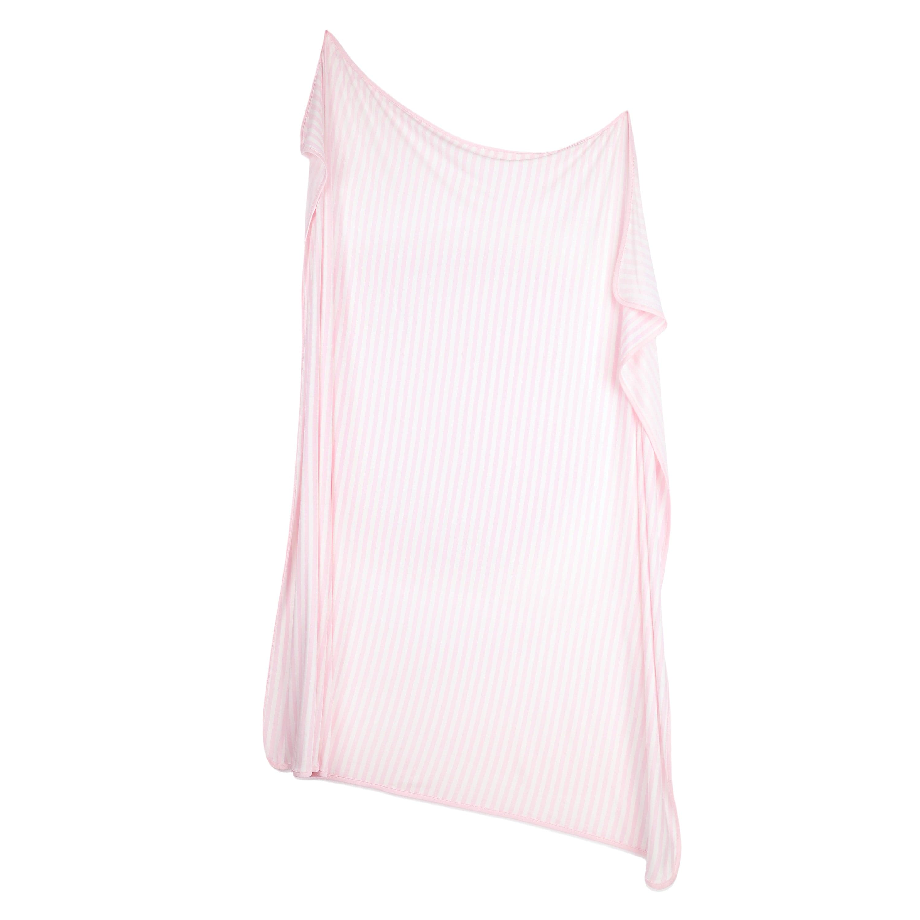 Swaddle Blanket in Small Sakura Stripe shown unswaddled