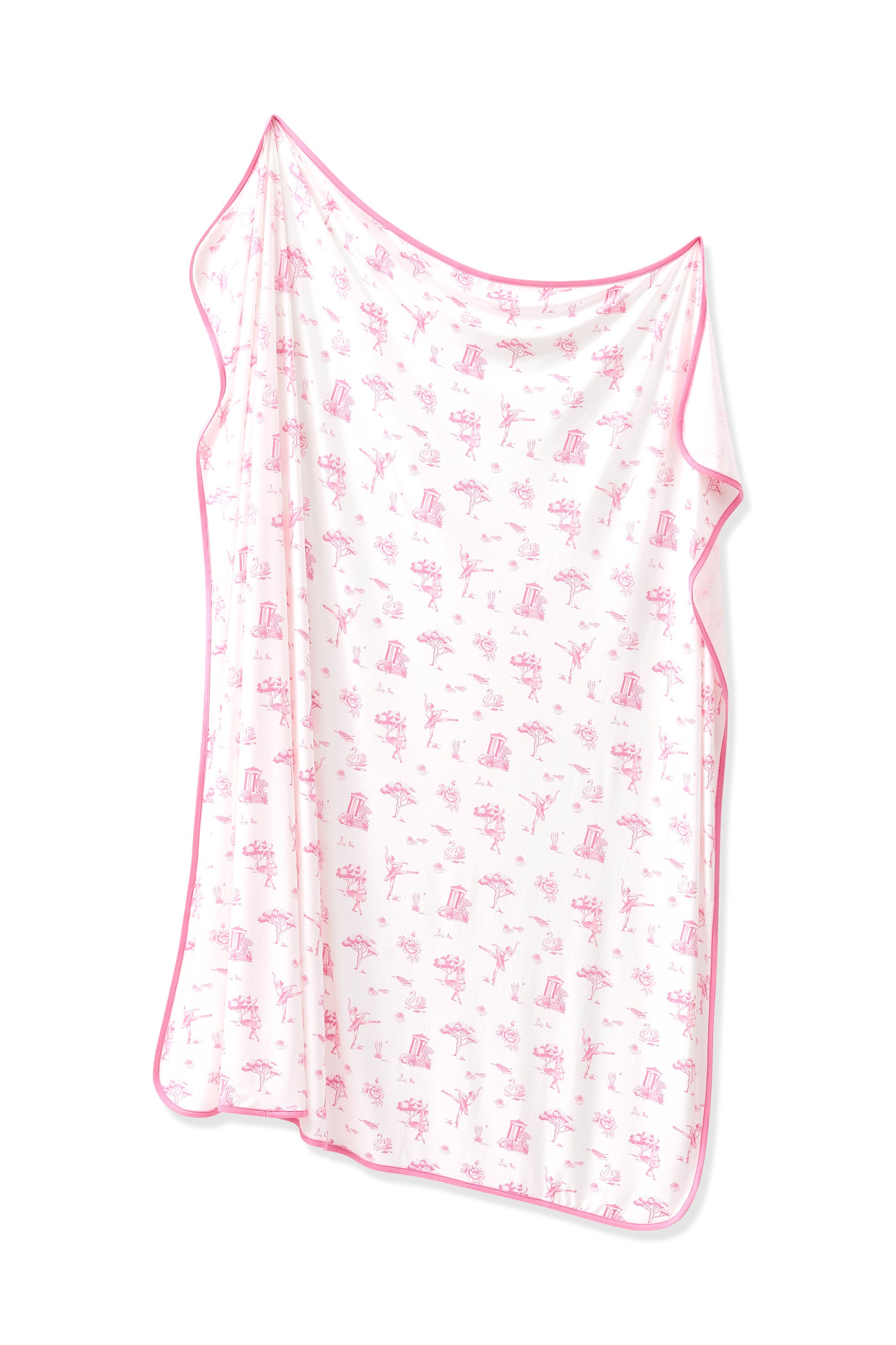 Swaddle Blanket in Toile Ballet shown unswaddled