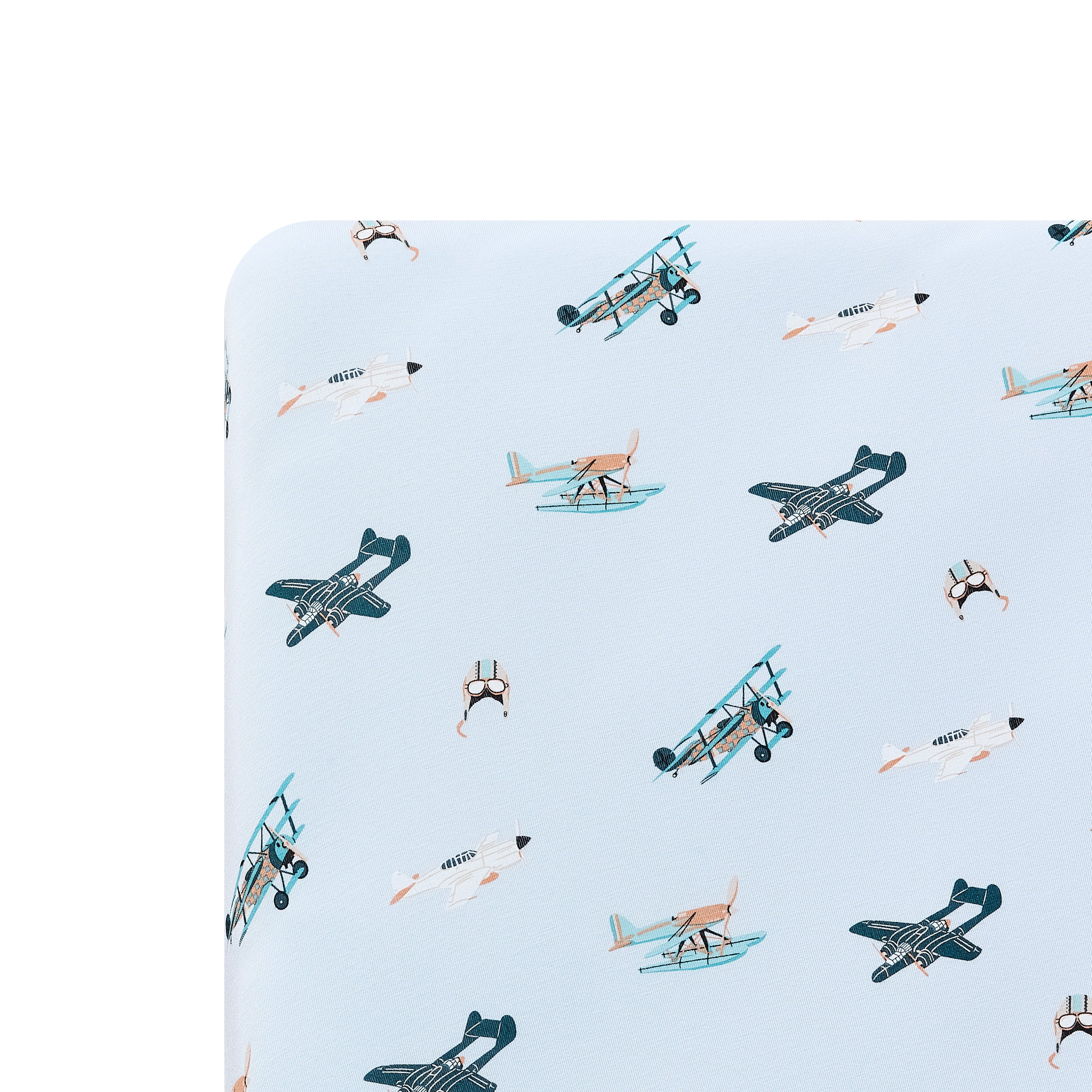 Close up of the Twin Sheet in Take Off on a mattress