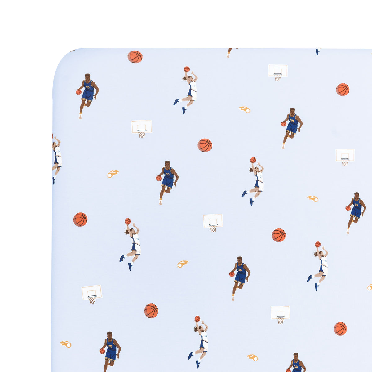 Close up of the Twin Sheet in Basketball on a mattress