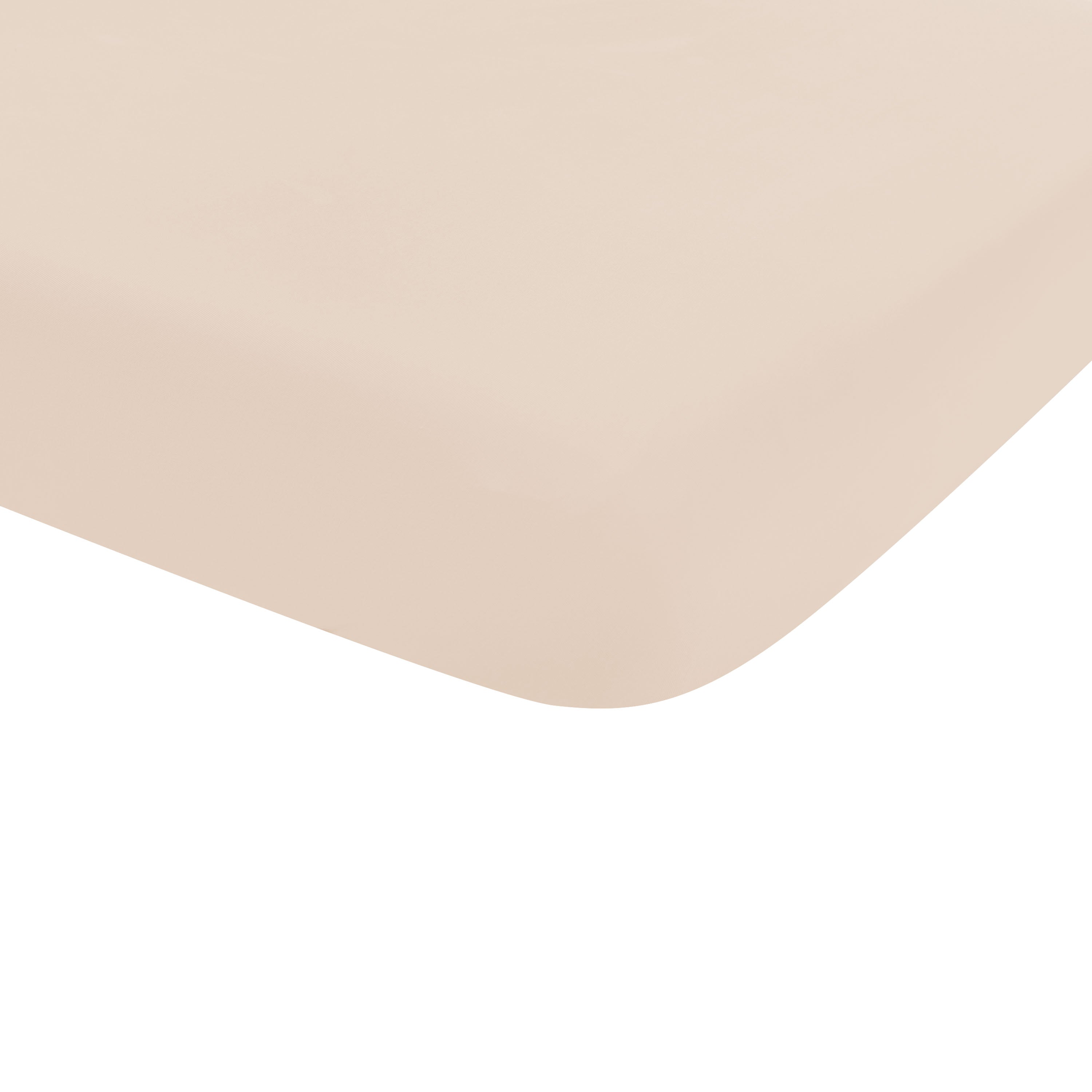 Corner of the Twin Sheet in Bisque shown on a crib mattress