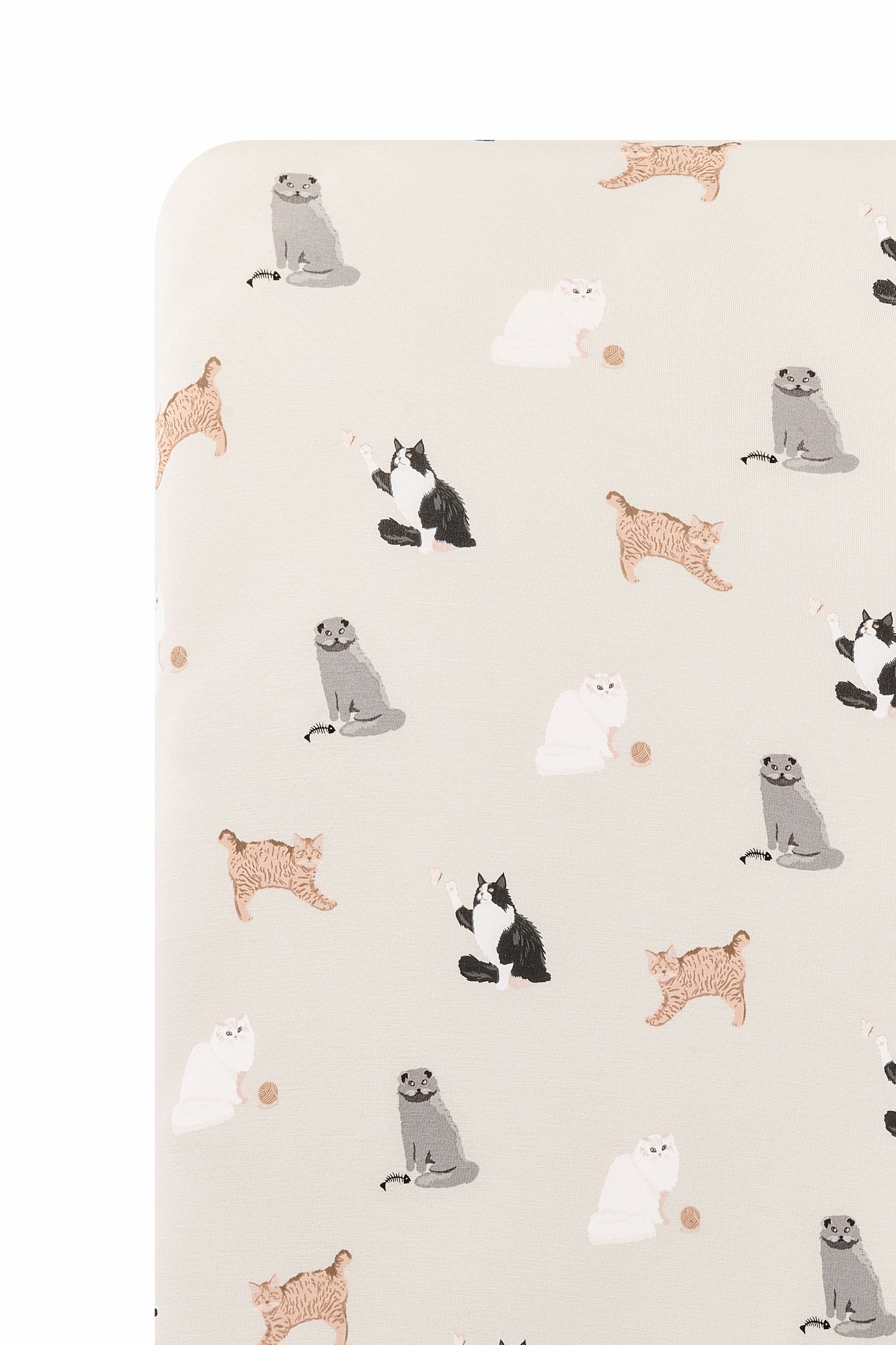 Close up of the Twin Sheet in Fluffy Cat on a mattress