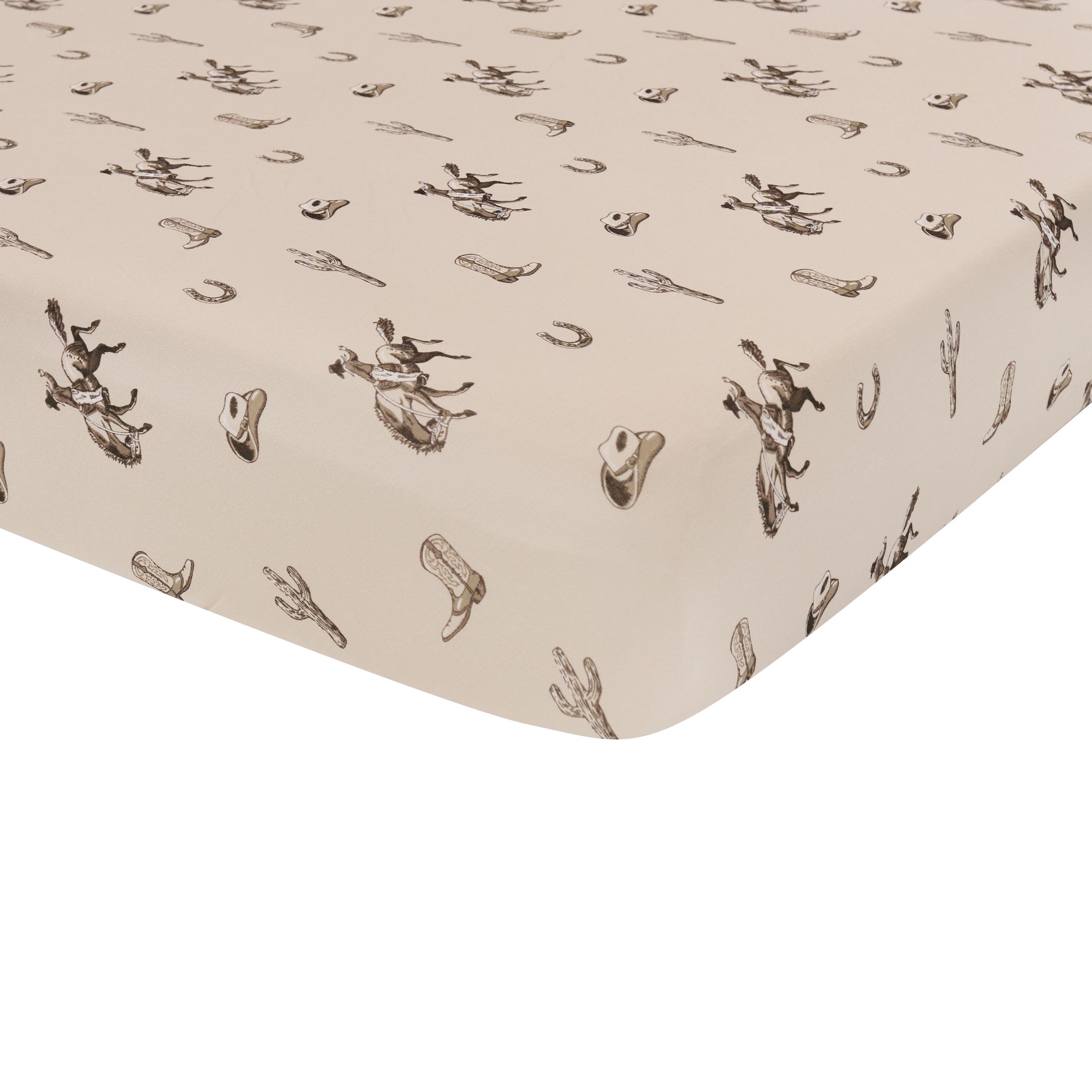 Corner of the Twin Sheet in Classic Cowboy shown on a mattress
