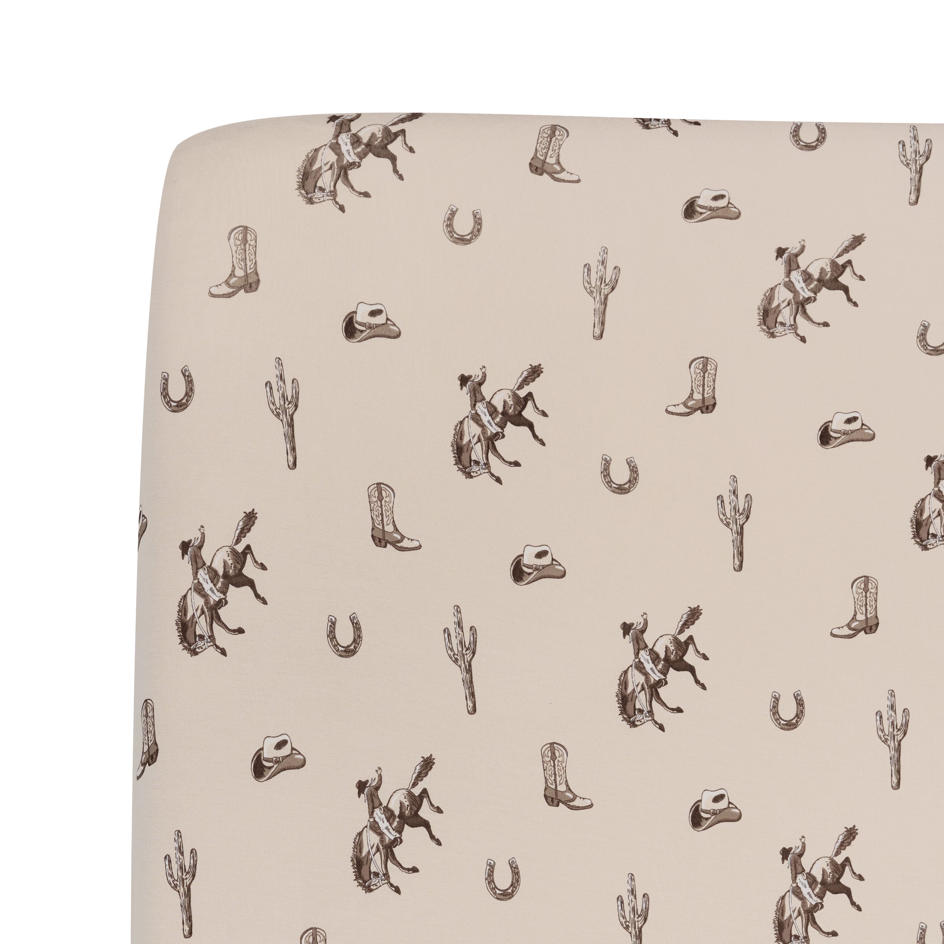 Close up of the Twin Sheet in Classic Cowboy shown on a mattress