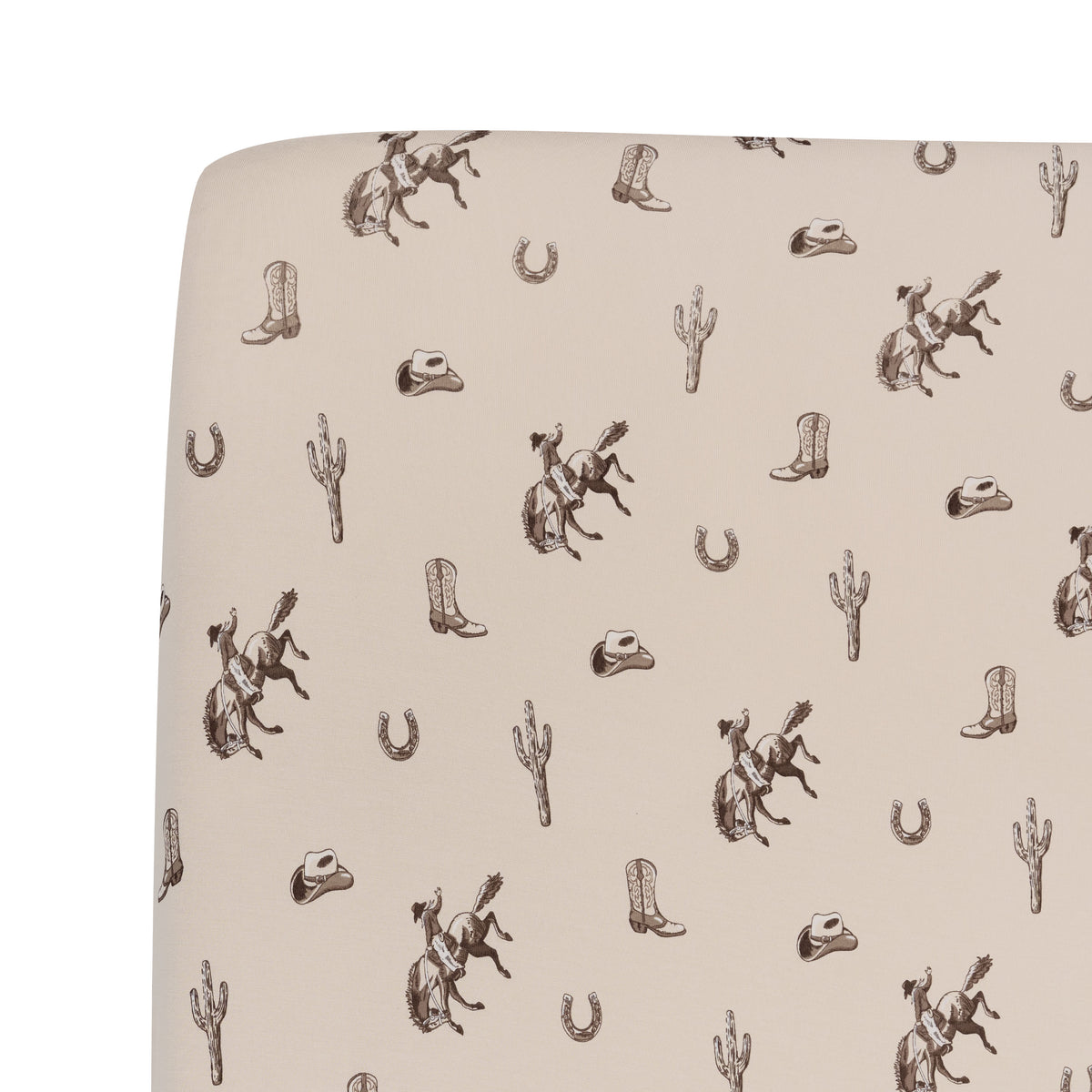 Close up of the Twin Sheet in Classic Cowboy shown on a mattress