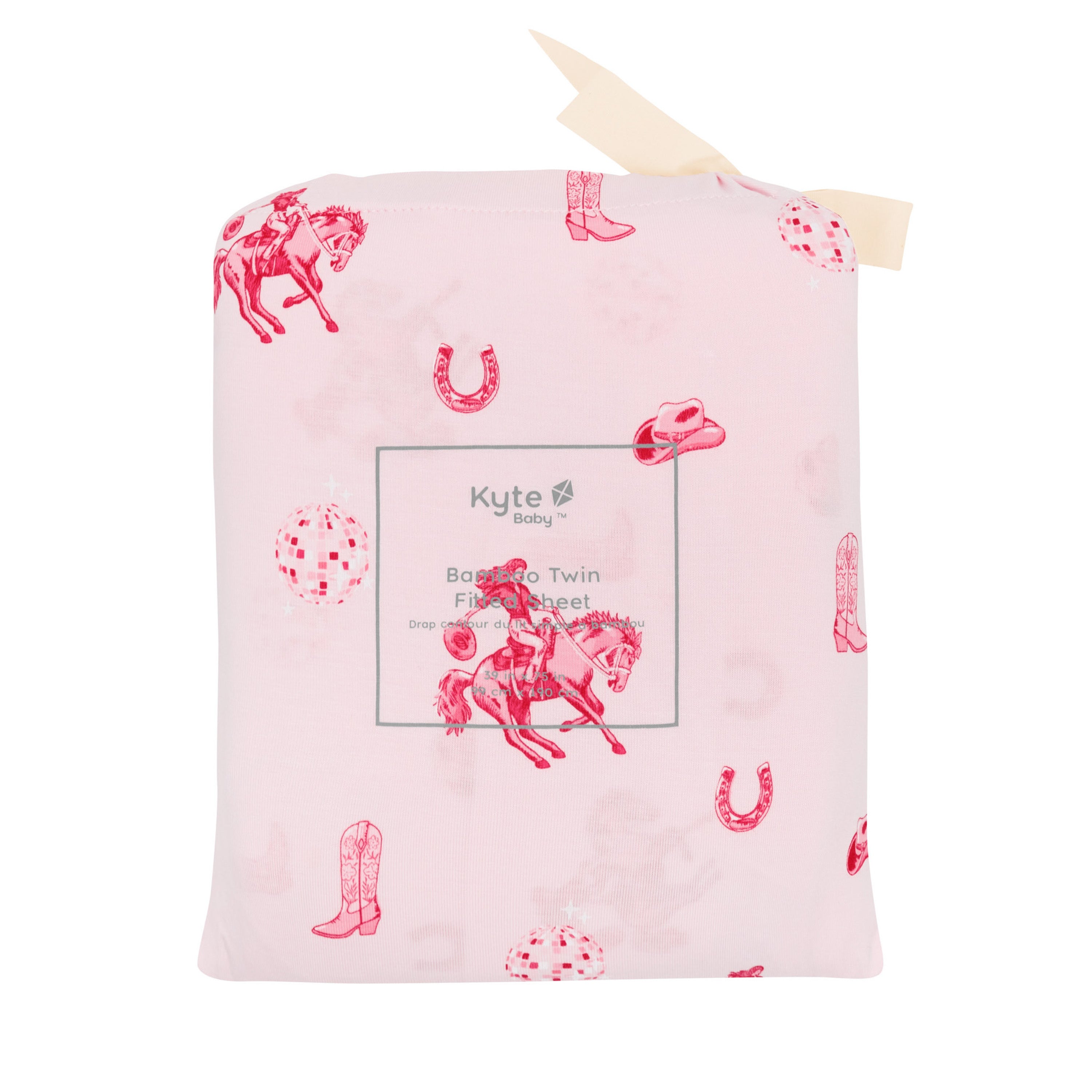 Twin Sheet in Disco Cowgirl shown in its packaging