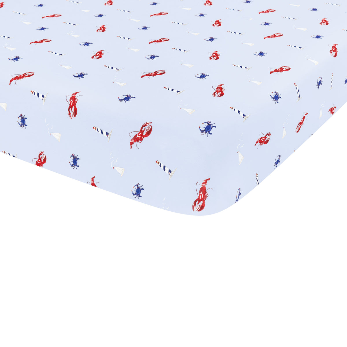 The corner of the Twin Sheet in Harbor shown on a mattress