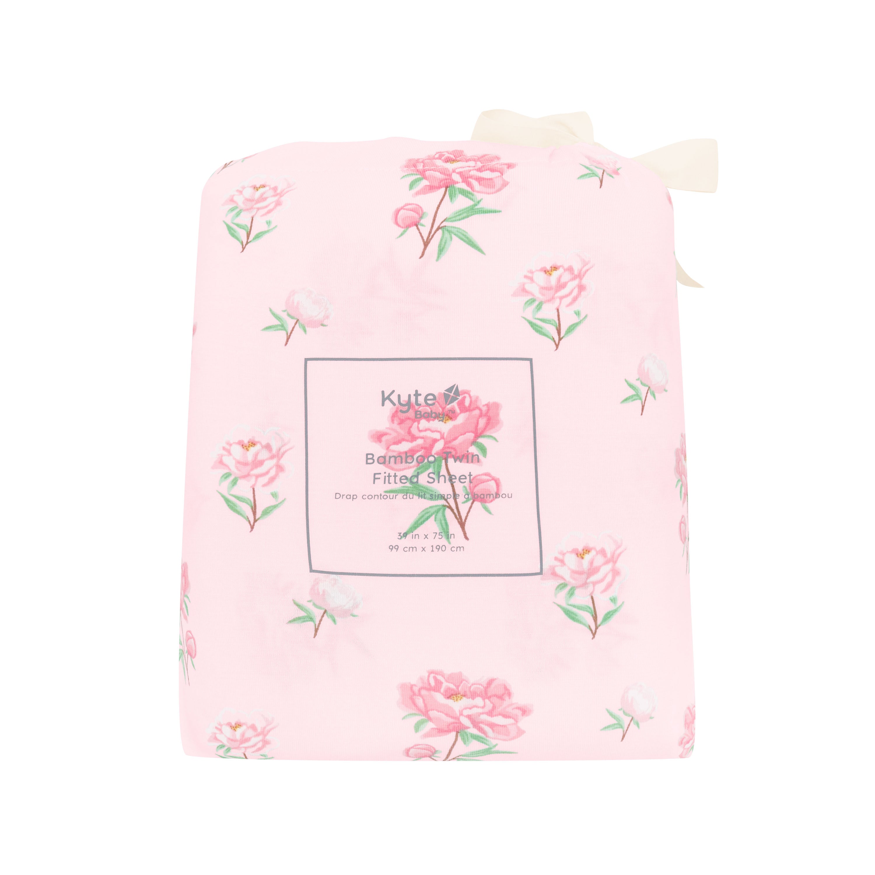 Twin Sheet in Sakura Peony shown in its packaging
