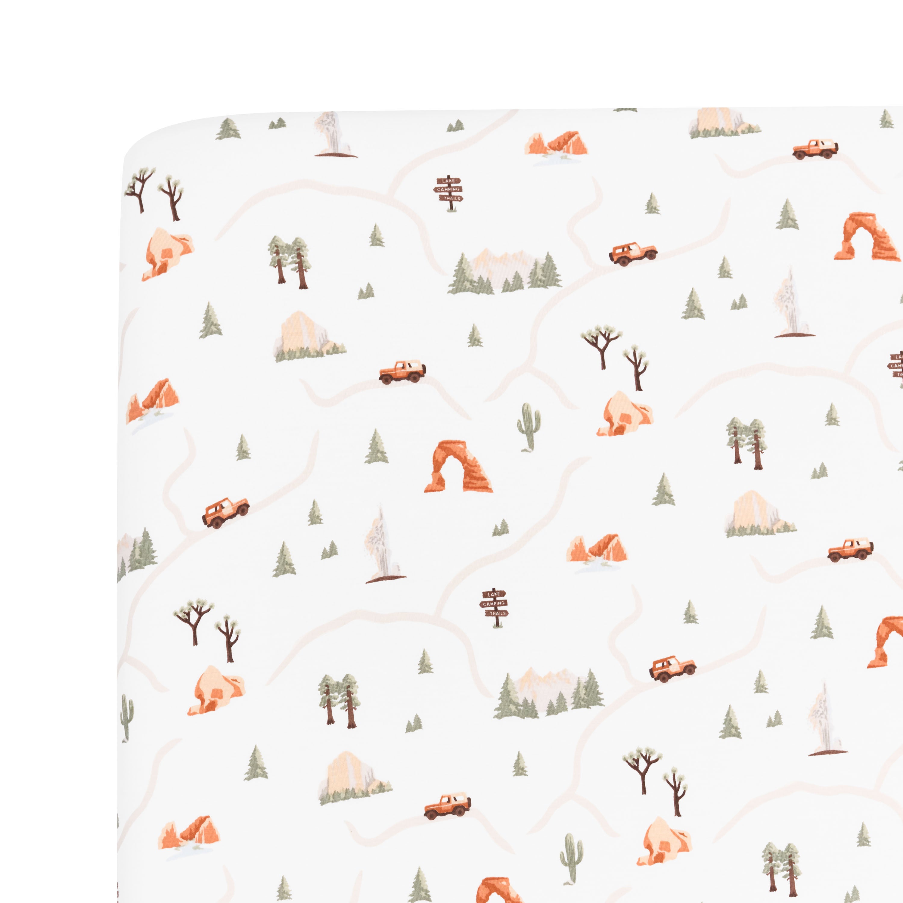 Close up of the Twin Sheet in Road Trip on a mattress