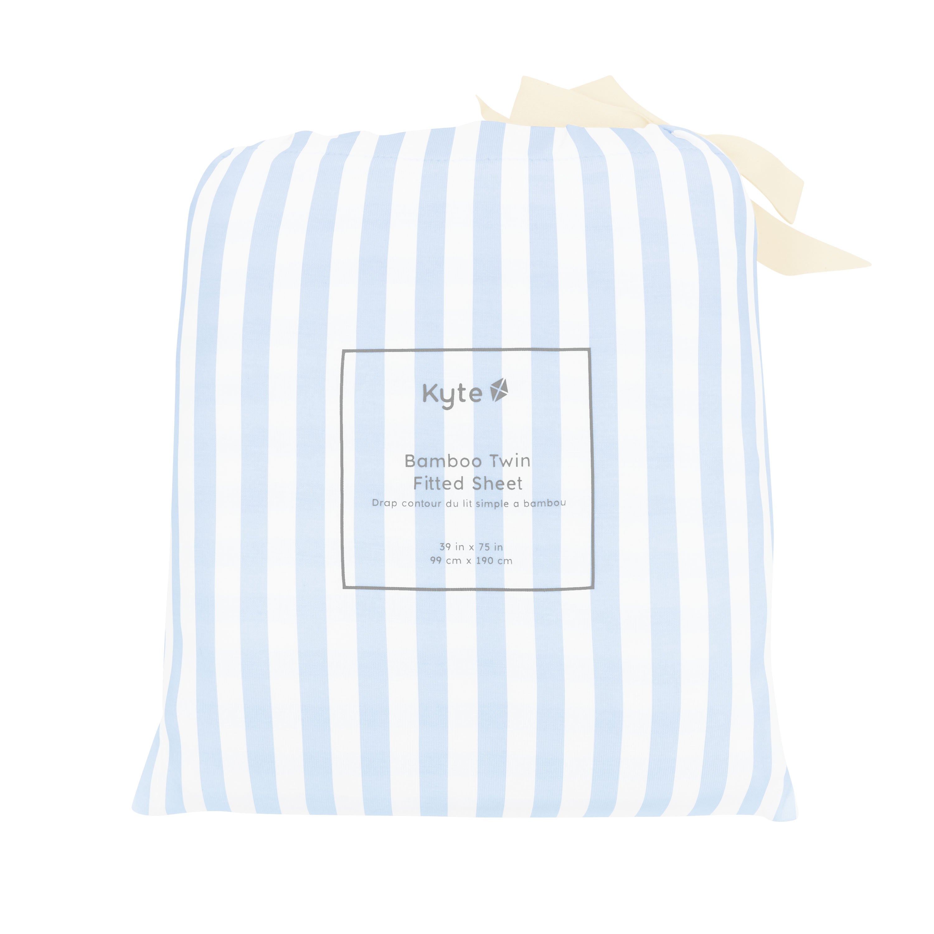 Twin Sheet in Small Mist Stripe shown in its packaging