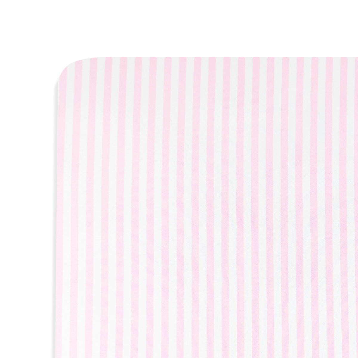 Close up of the Twin Sheet in Small Sakura Stripe shown on a mattress