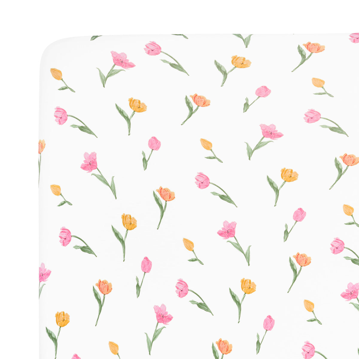 Close up of the Twin Sheet in Tulip shown on a mattress