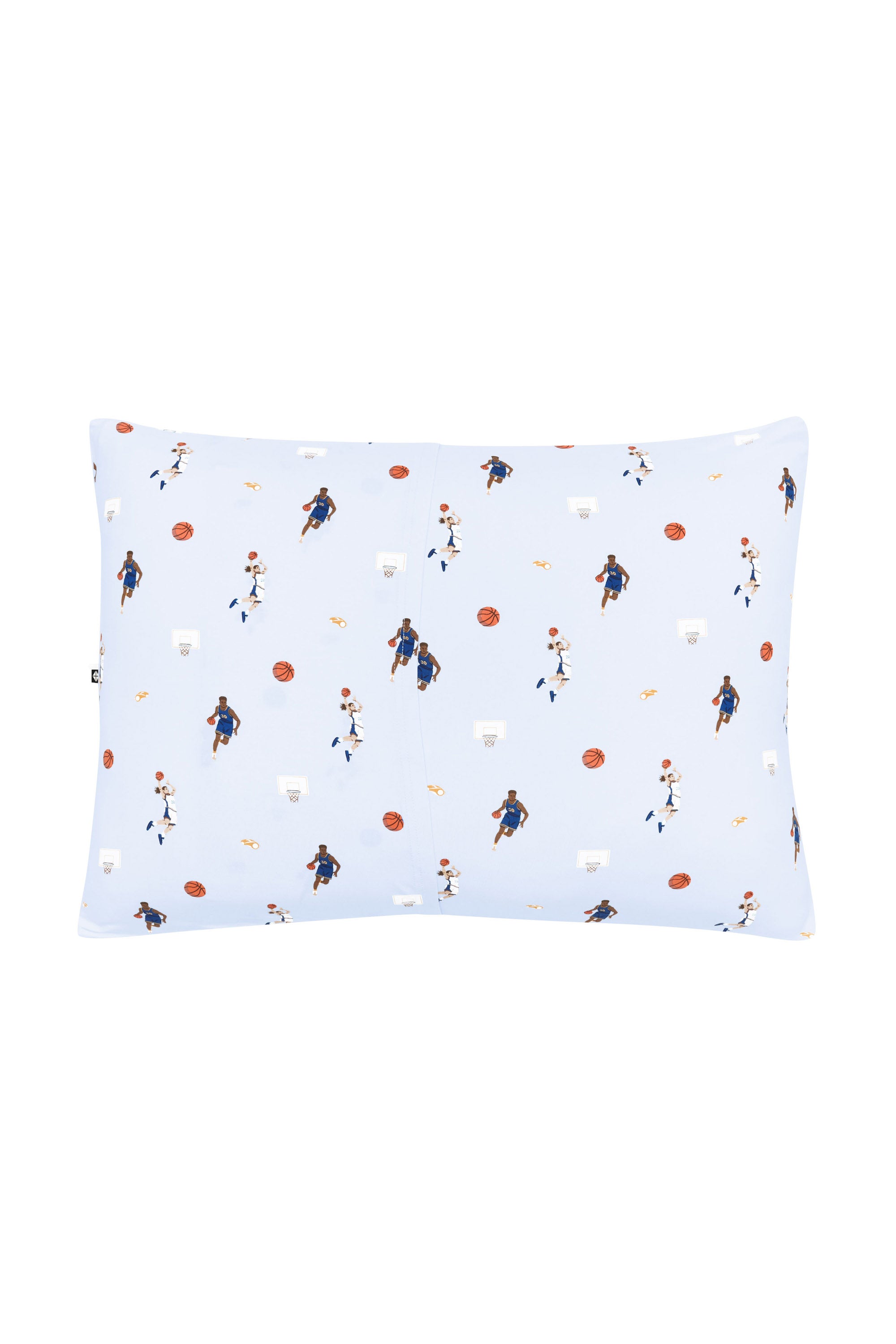 Back of the Standard Pillowcase in Basketball showing the envelope closure