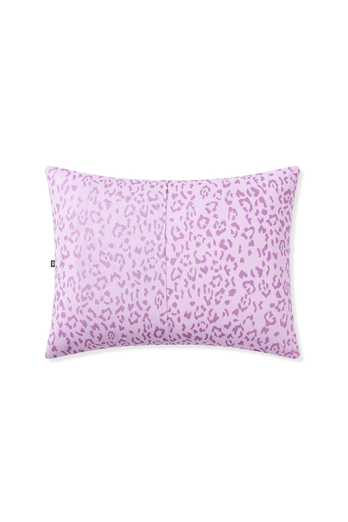 Back side of Standard Pillowcase in Thistle Leopard print on white background