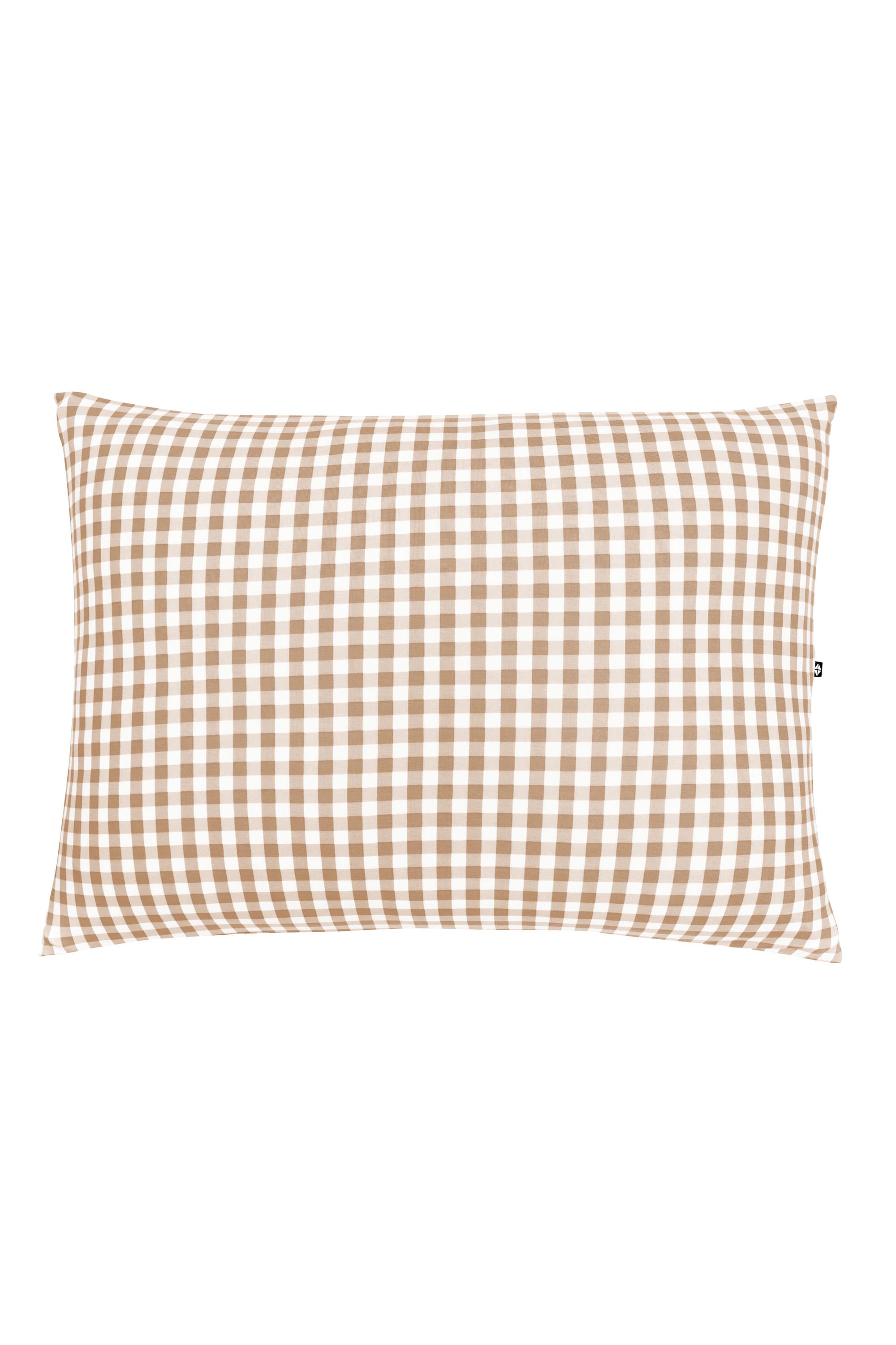 The front of the Standard Pillowcase in Gingham Bisque