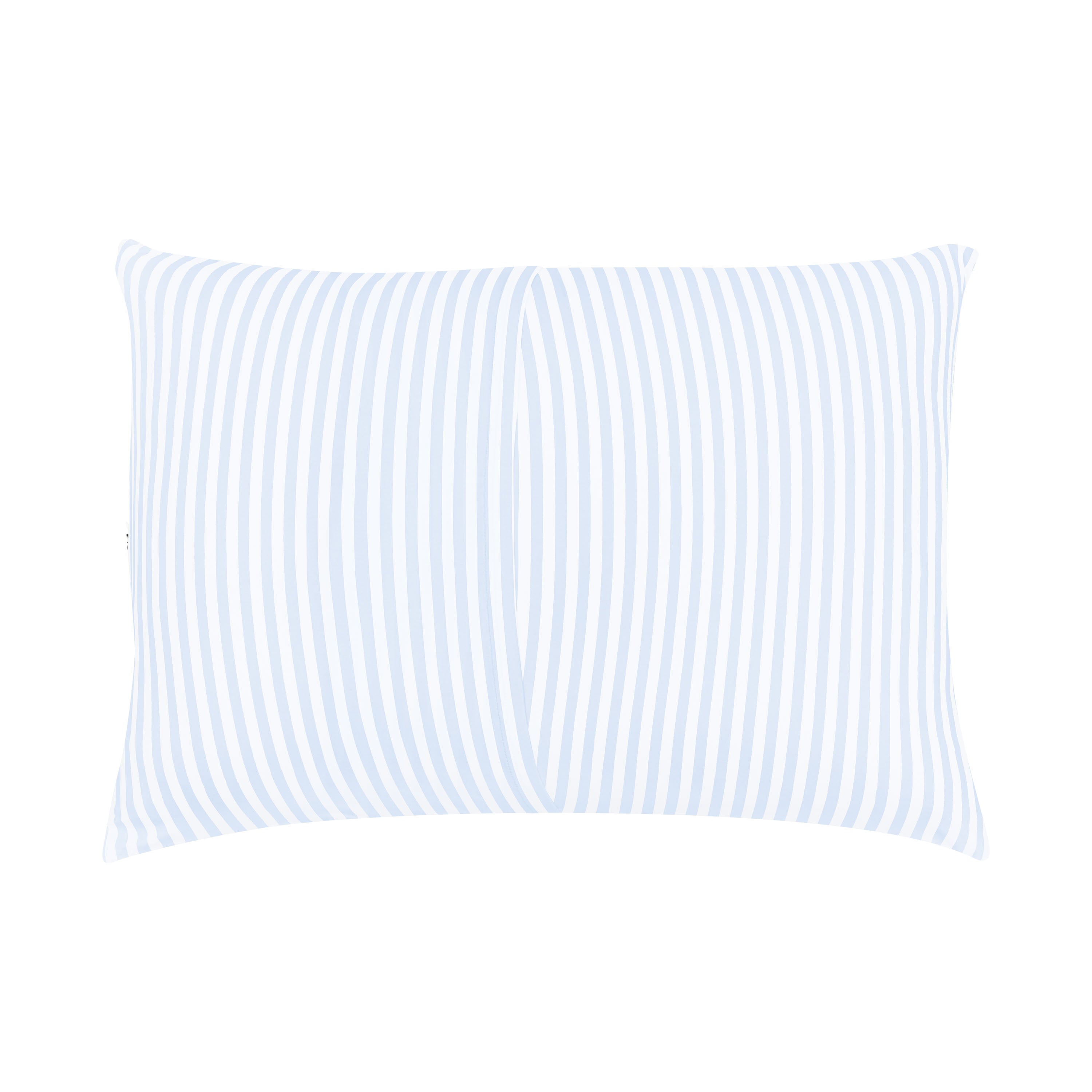 Envelope closure on the back of the Standard Pillowcase in Small Mist Stripe