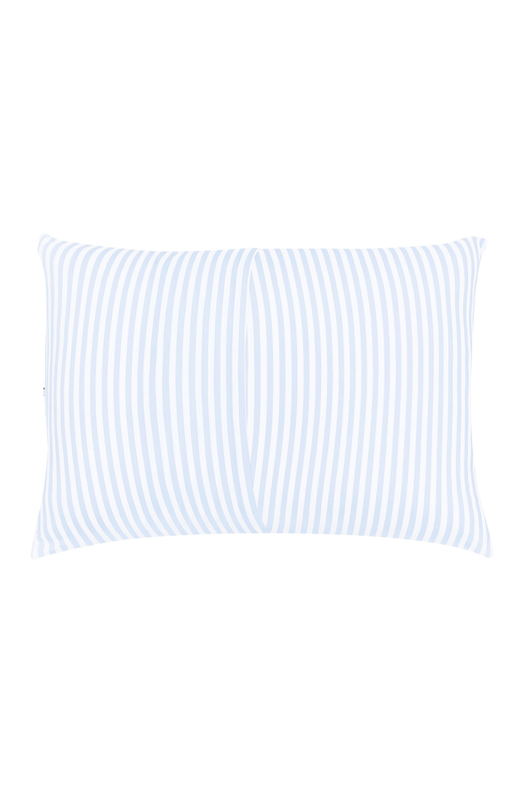 Envelope closure on the back of the Standard Pillowcase in Small Mist Stripe