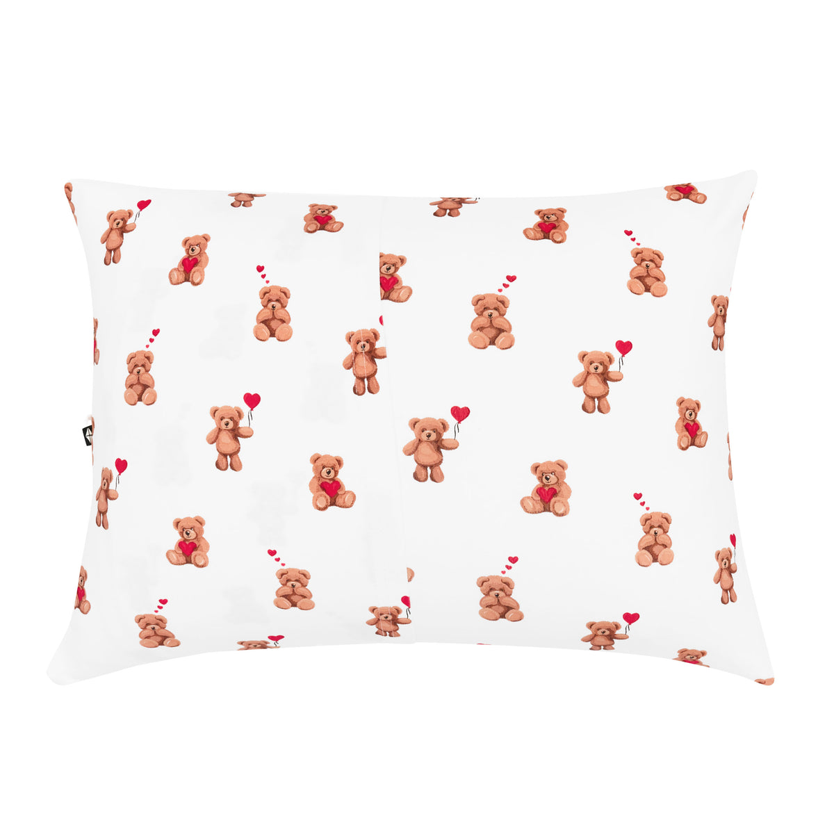 The back of the Toddler Pillowcase in Bear Hearts showing the envelope closure
