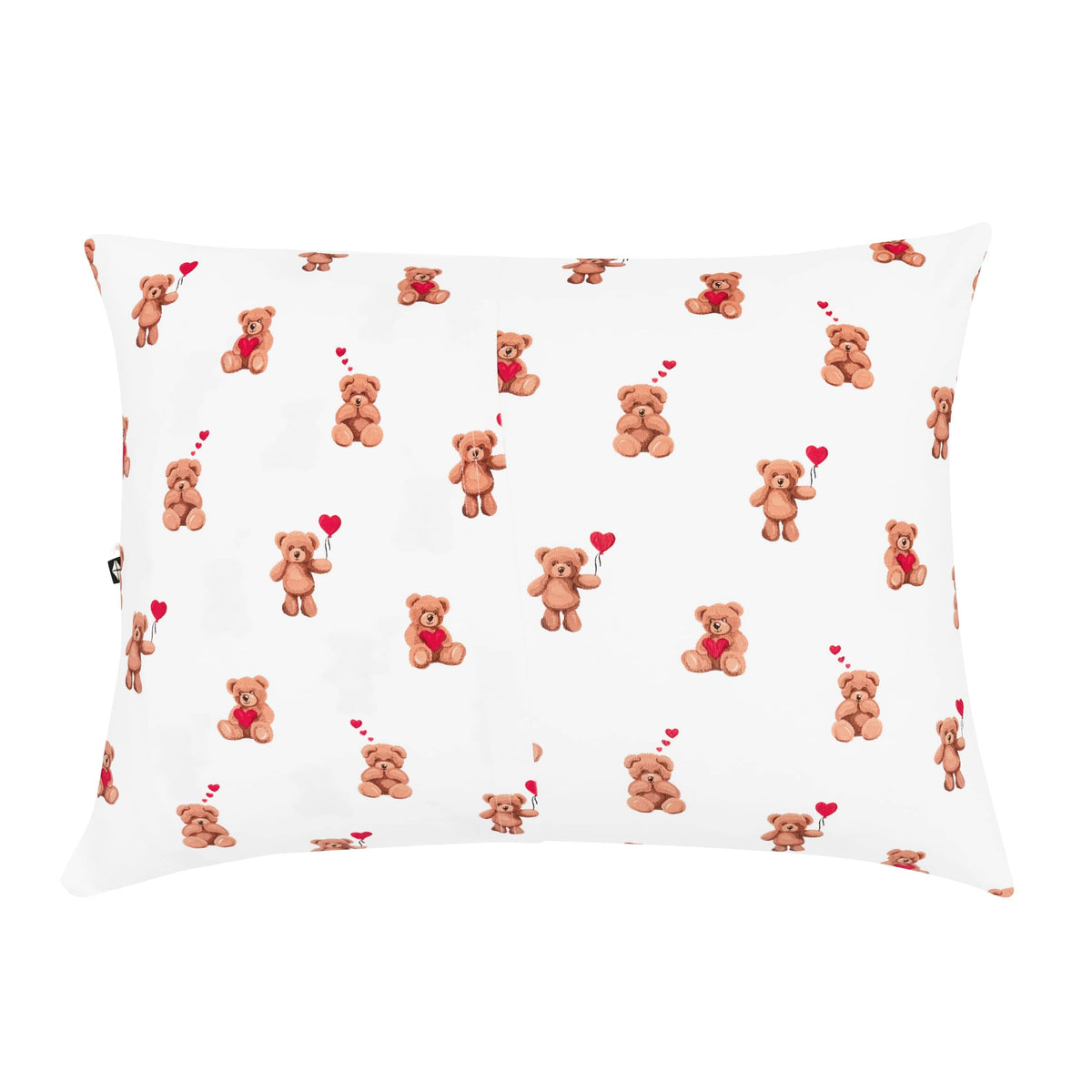 The back of the Toddler Pillowcase in Bear Hearts showing the envelope closure