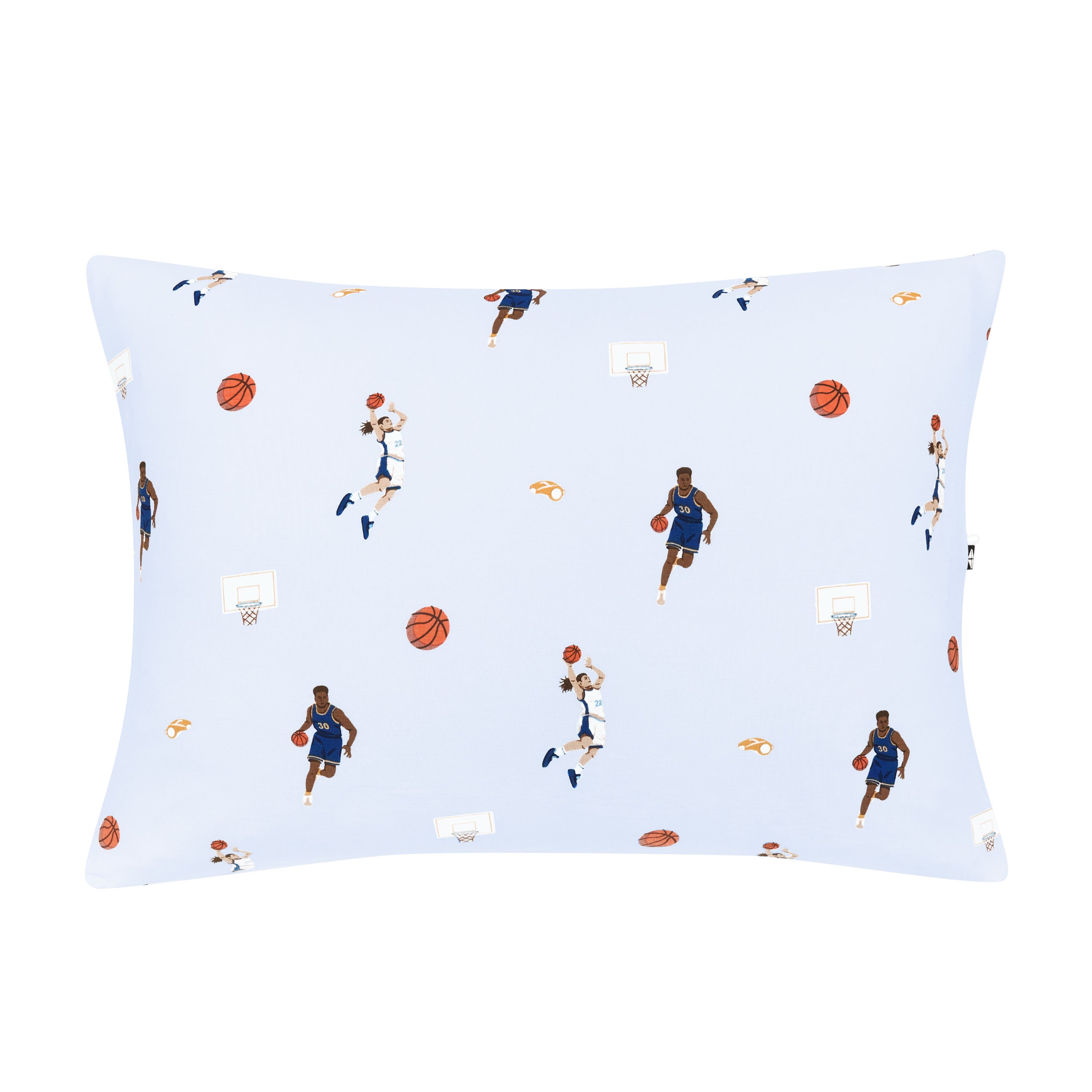 The front of the Toddler Pillowcase in Basketball