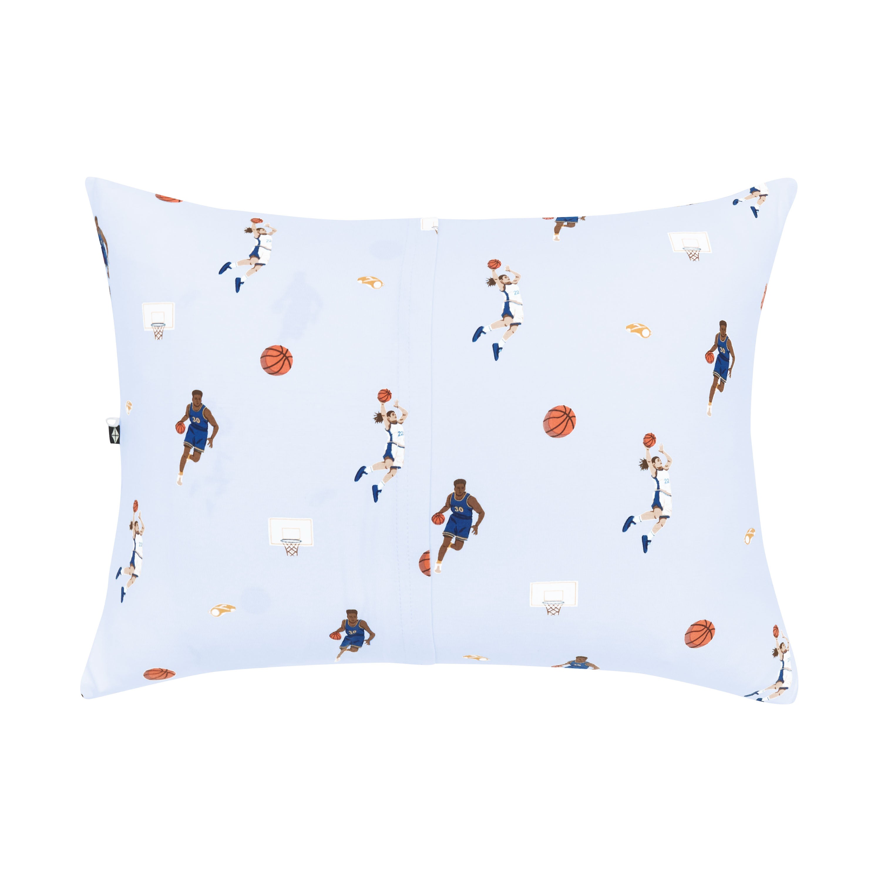 The back of the Toddler Pillowcase in Basketball showing the envelope closure