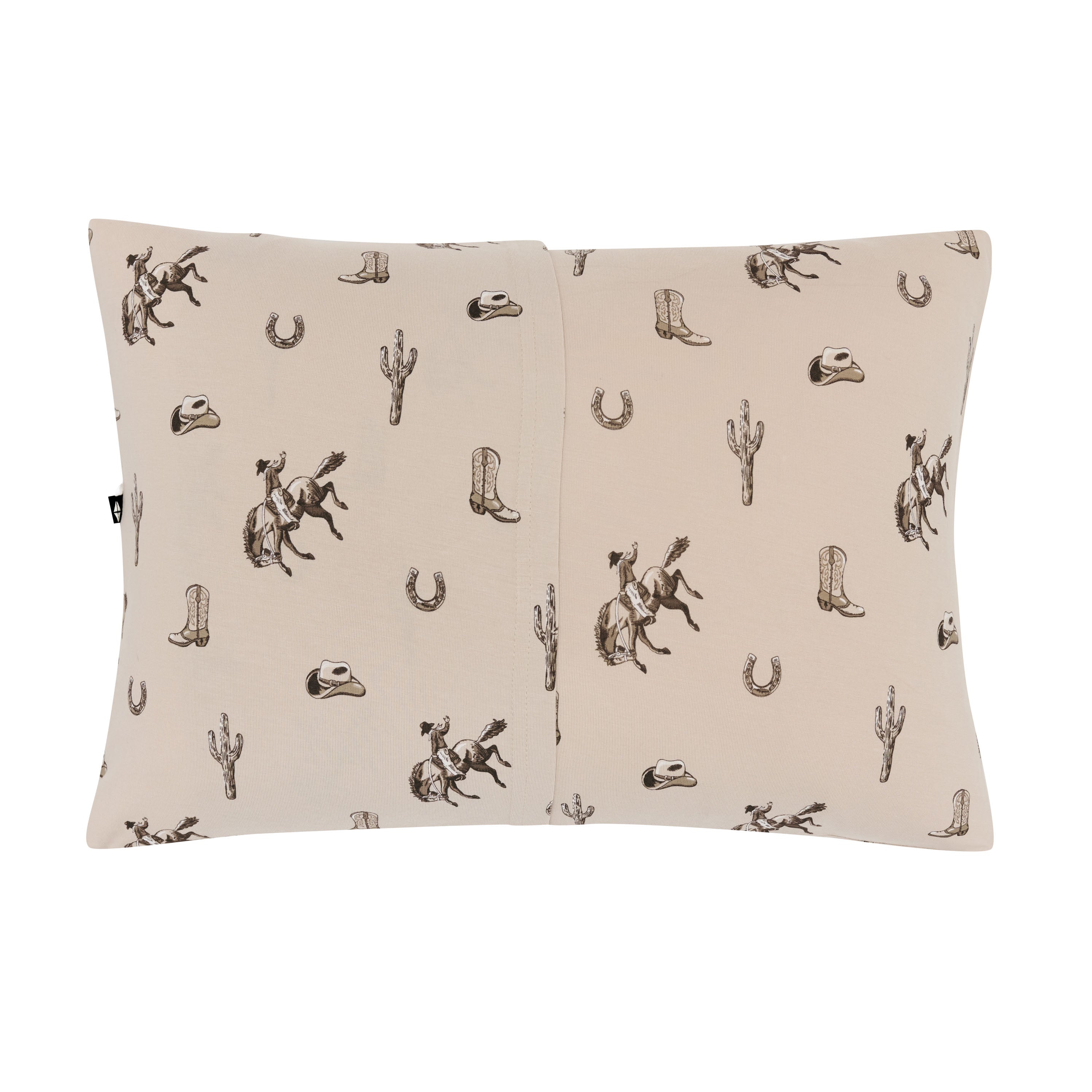 Back of the Toddler Pillowcase in Classic Cowboy showing the envelope closure