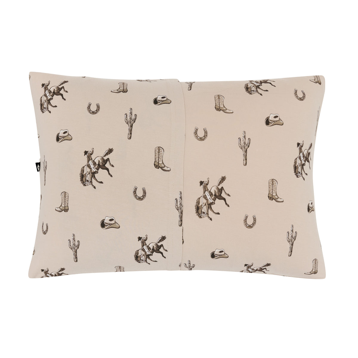 Back of the Toddler Pillowcase in Classic Cowboy showing the envelope closure