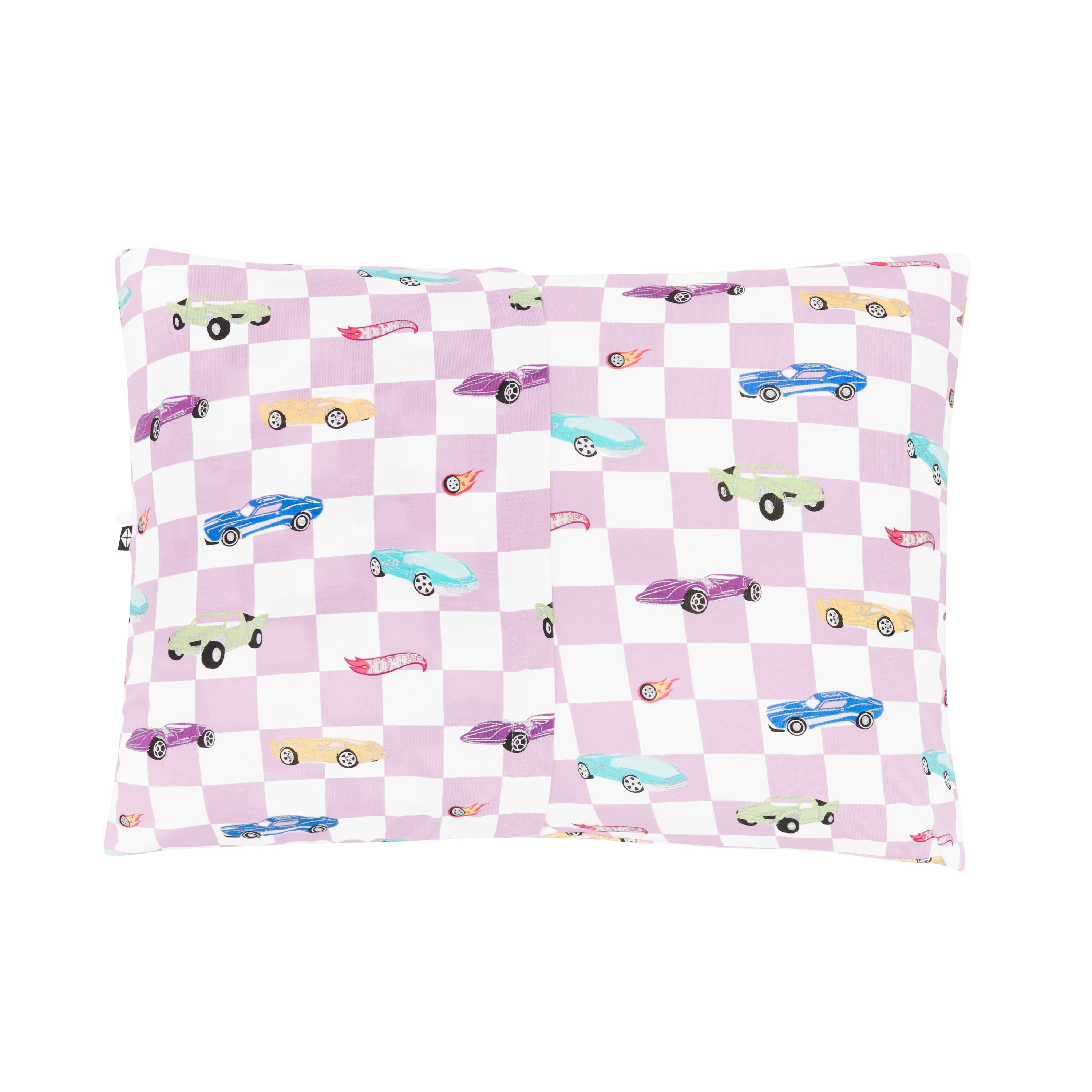 Envelope closure shown on the back of the Toddler Pillowcase in Sparkles and Speed