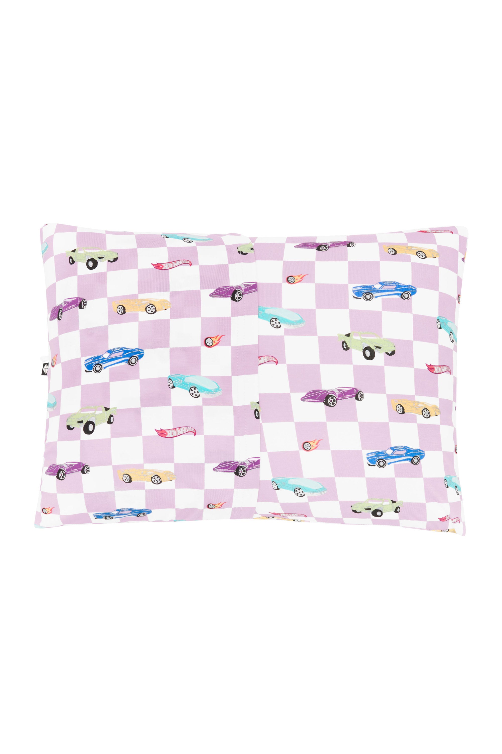 Envelope closure shown on the back of the Toddler Pillowcase in Sparkles and Speed