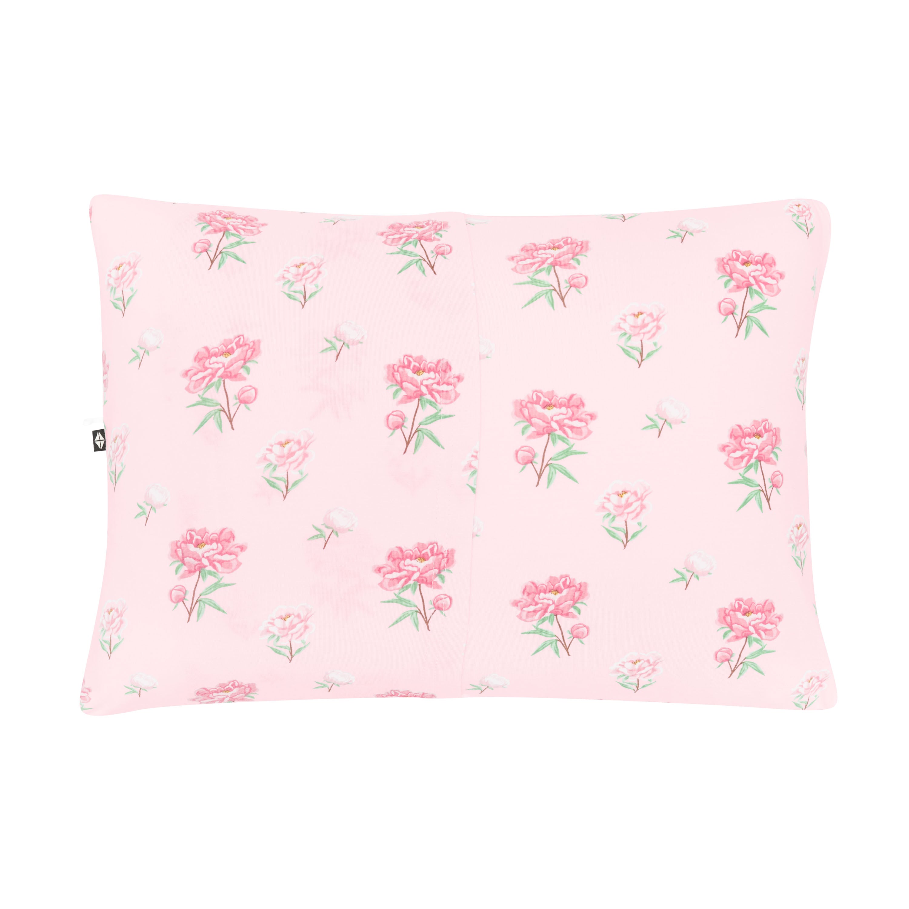 The envelope closure on the back of the Toddler Pillowcase in Sakura Peony