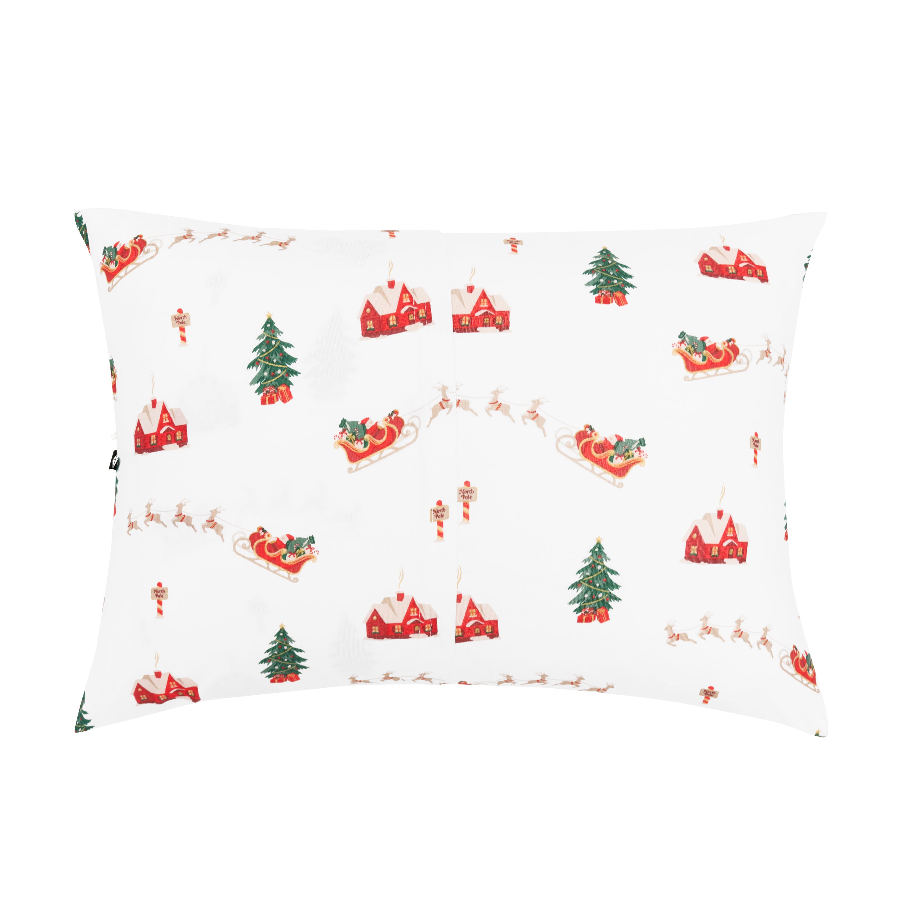 Back of the Toddler Pillowcase in Santa Sleigh showing the envelope closure