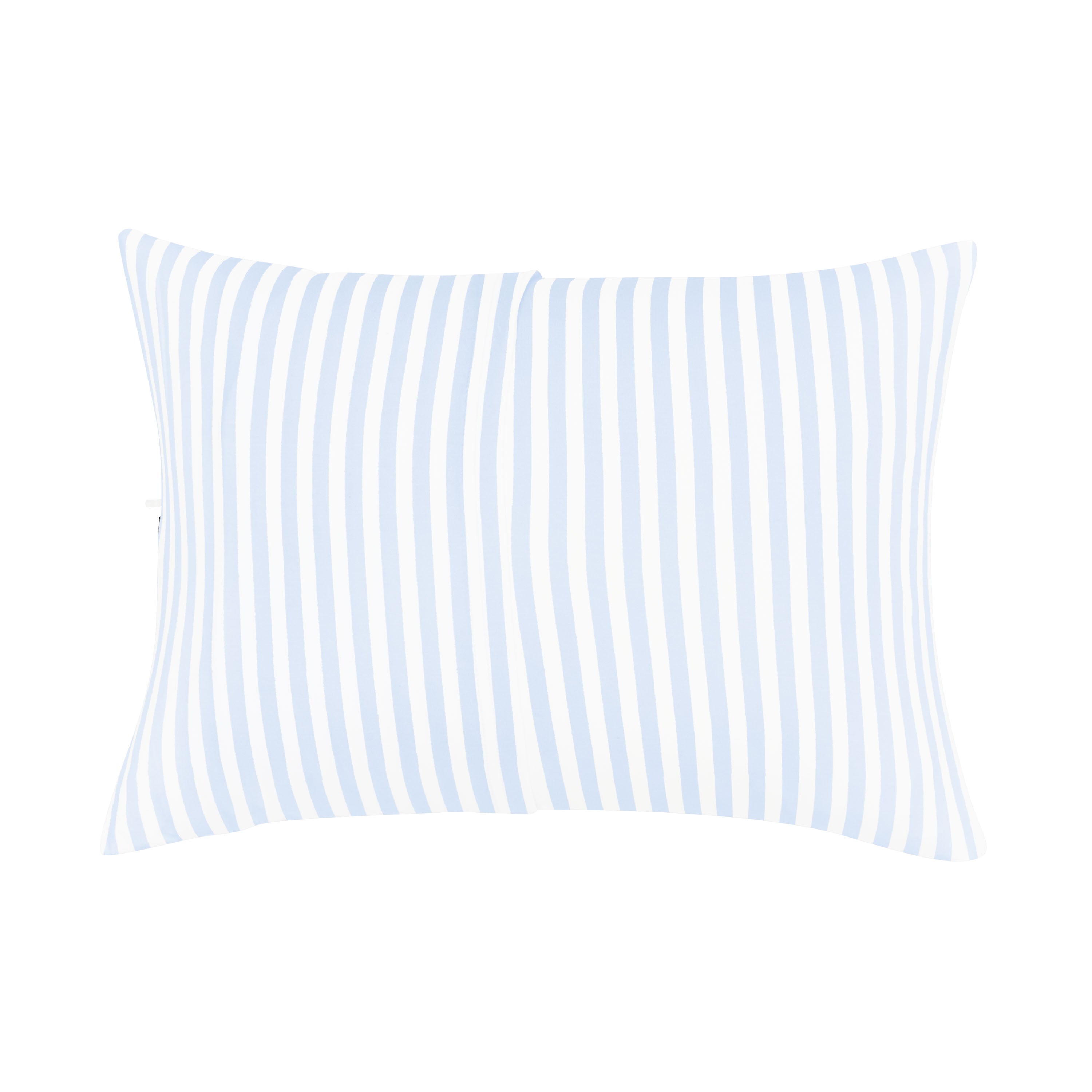 The envelope closure on the back of the Toddler Pillowcase in Small Mist Stripe