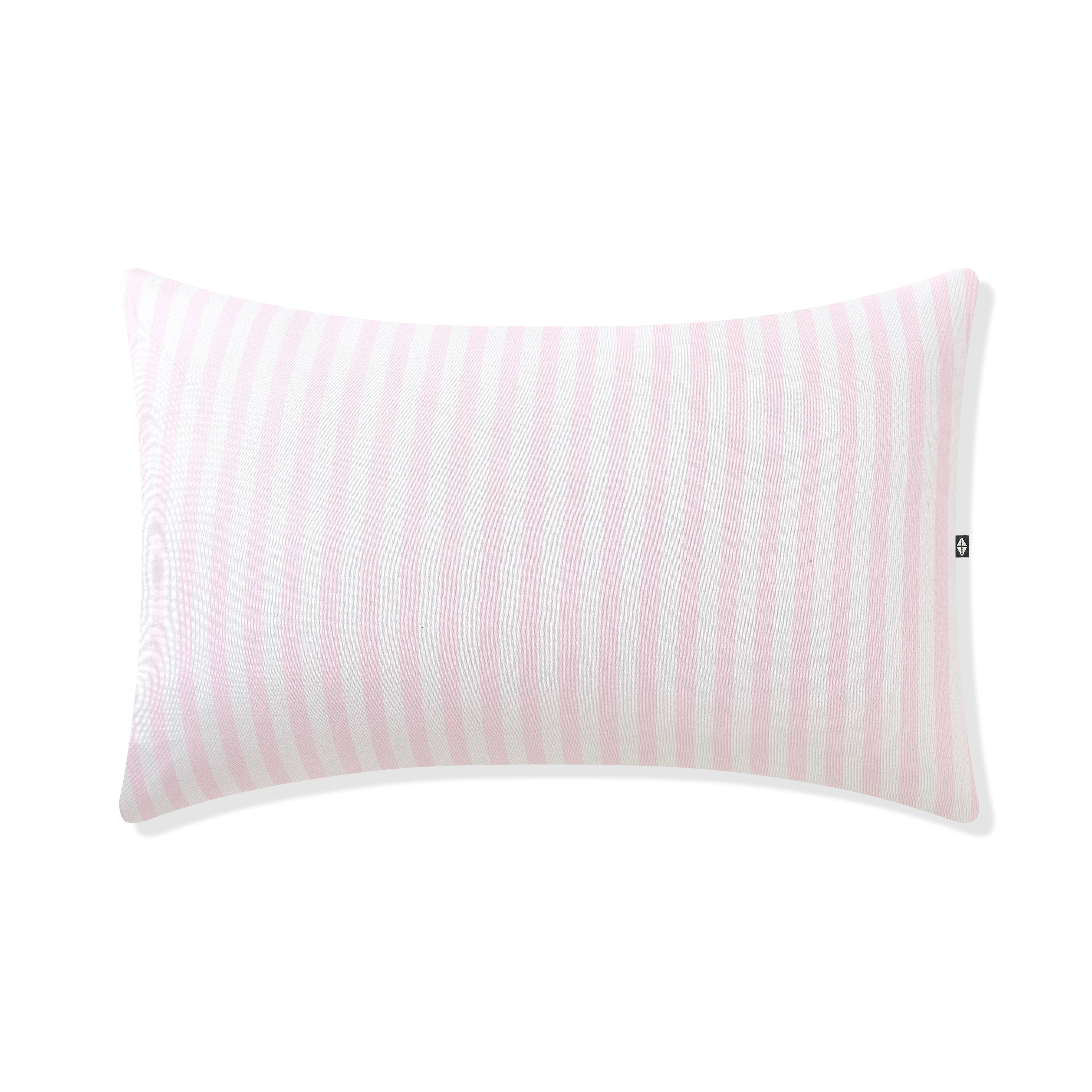 Front of the Toddler Pillowcase in Small Sakura Stripe shown on a pillow