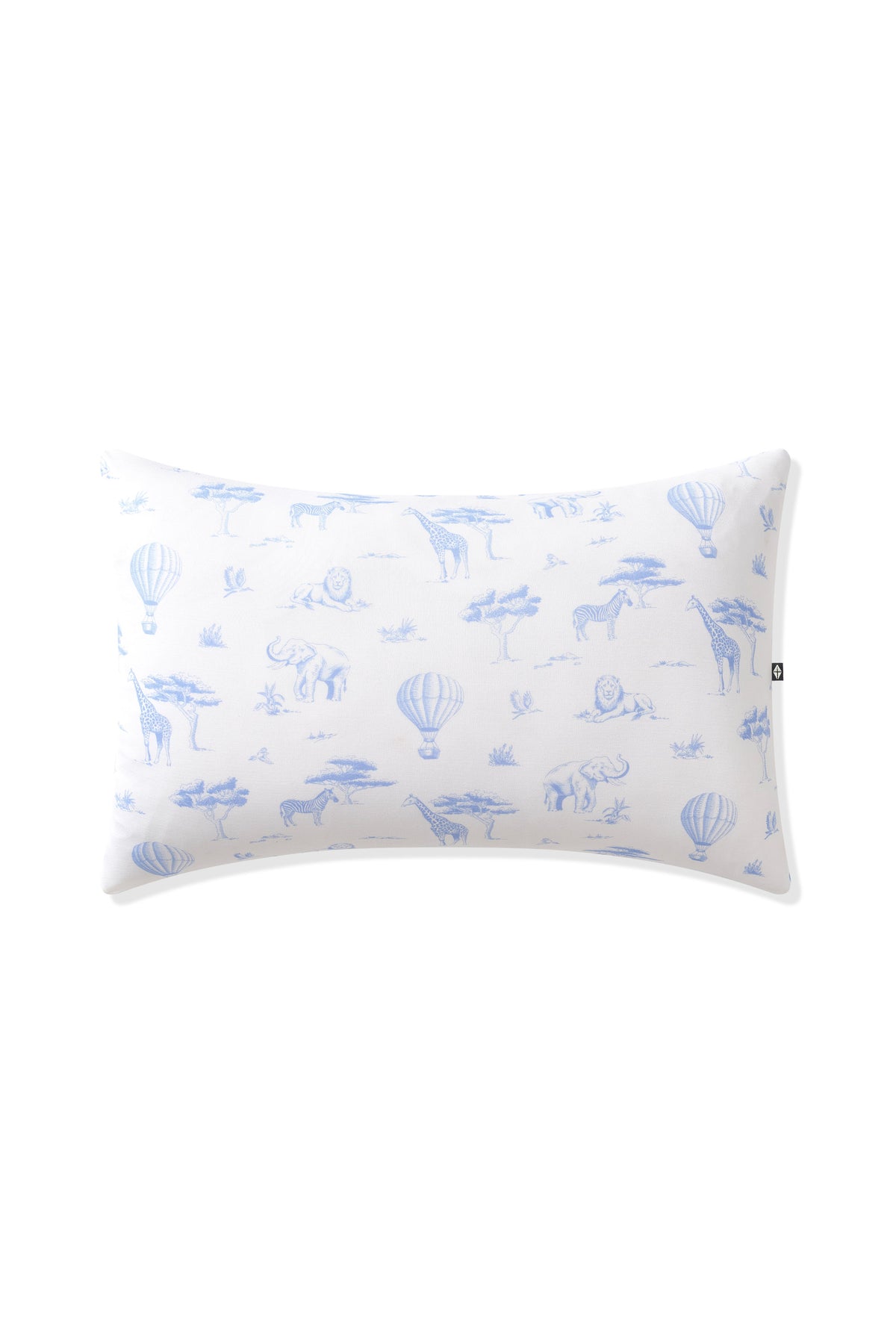Front of the Standard Pillowcase in Toile Safari on a pillow