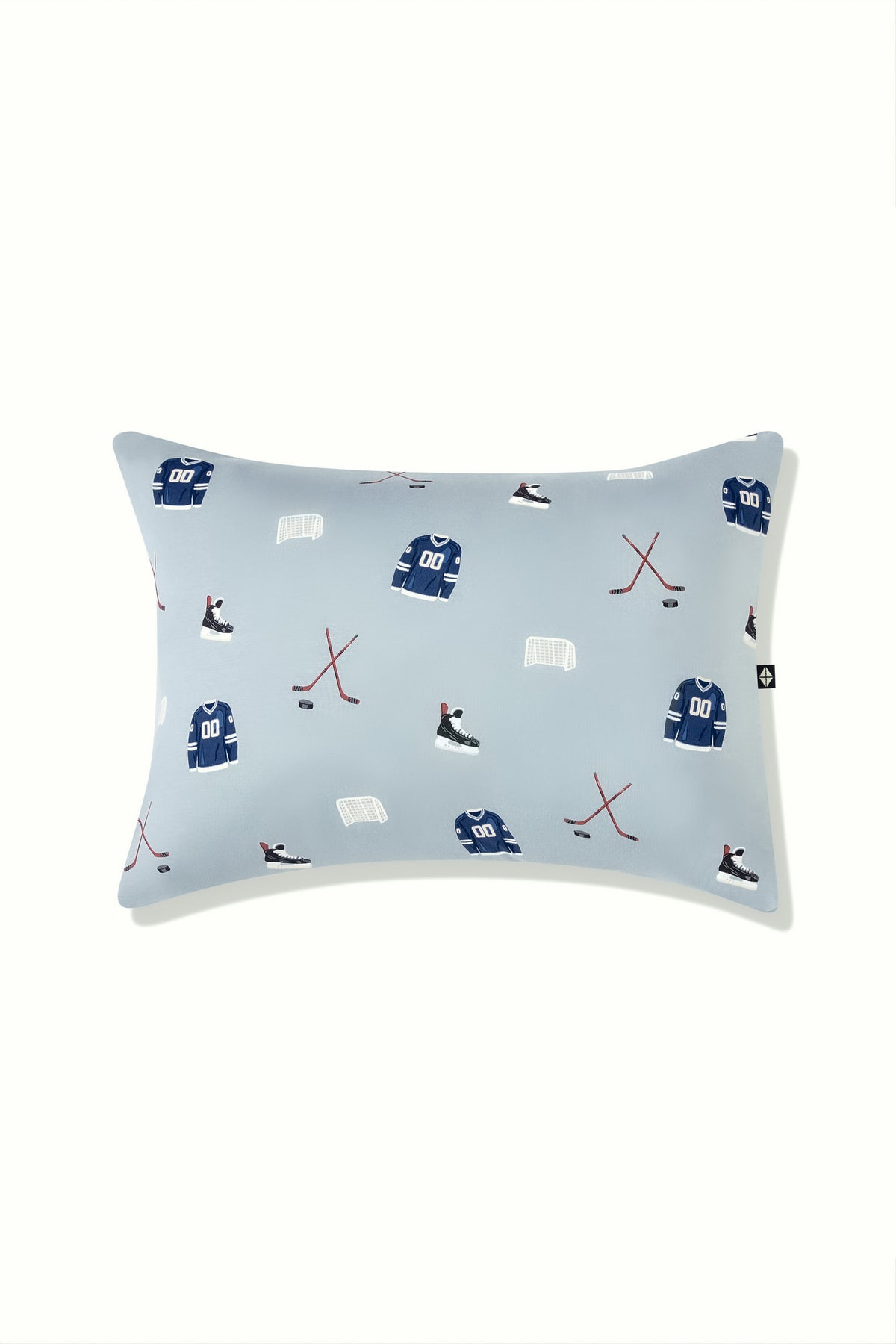 Toddler Pillowcase in Vintage Hockey print on a white background