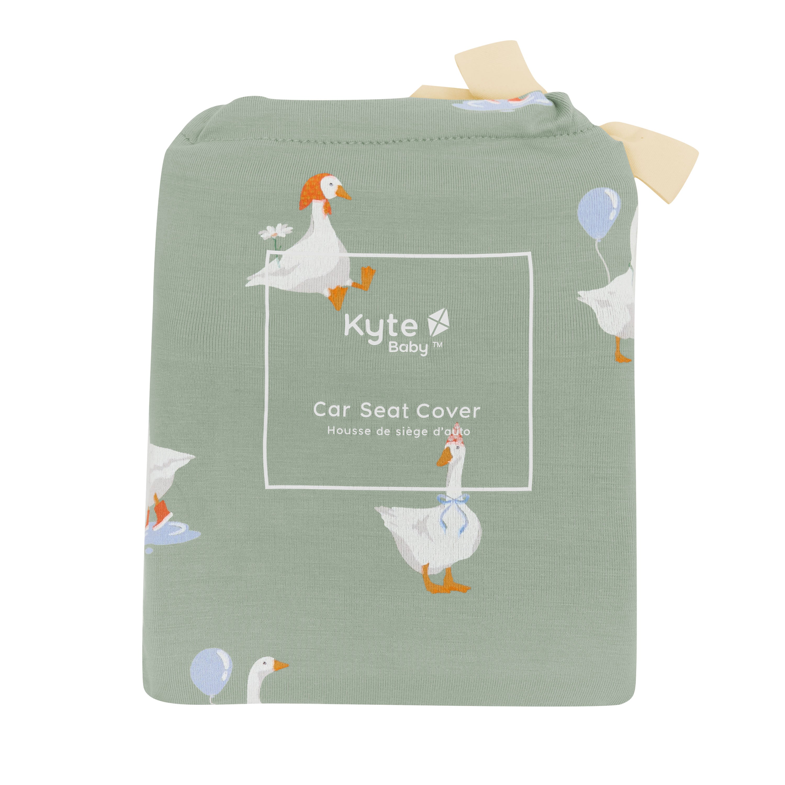 Car Seat Cover in Silly Goose shown in its packaging