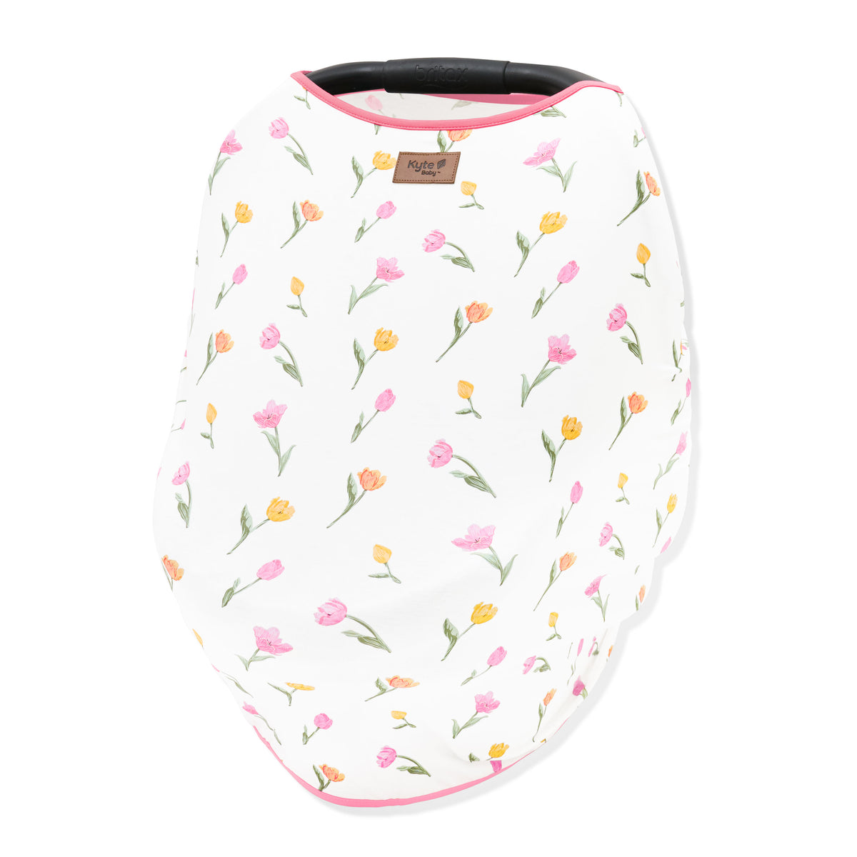 Car Seat Cover in Tulip shown over a carseat