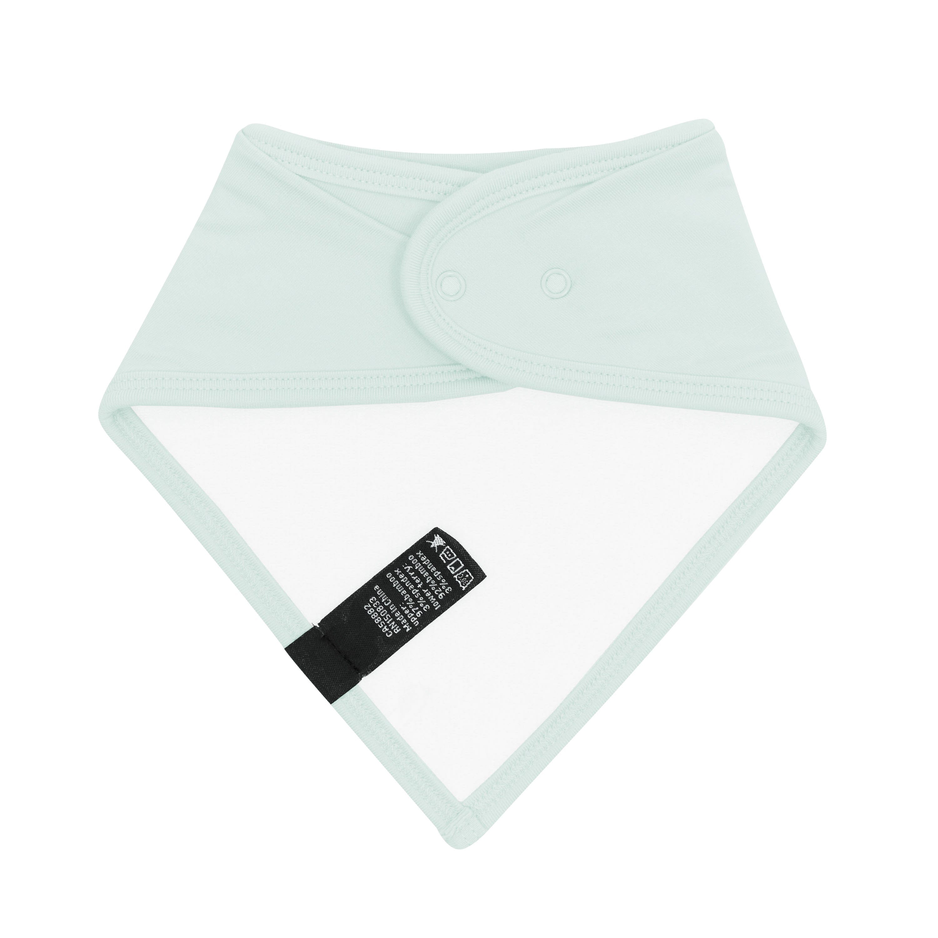 Terry cloth back with snap closures shown on the Bib in Dew