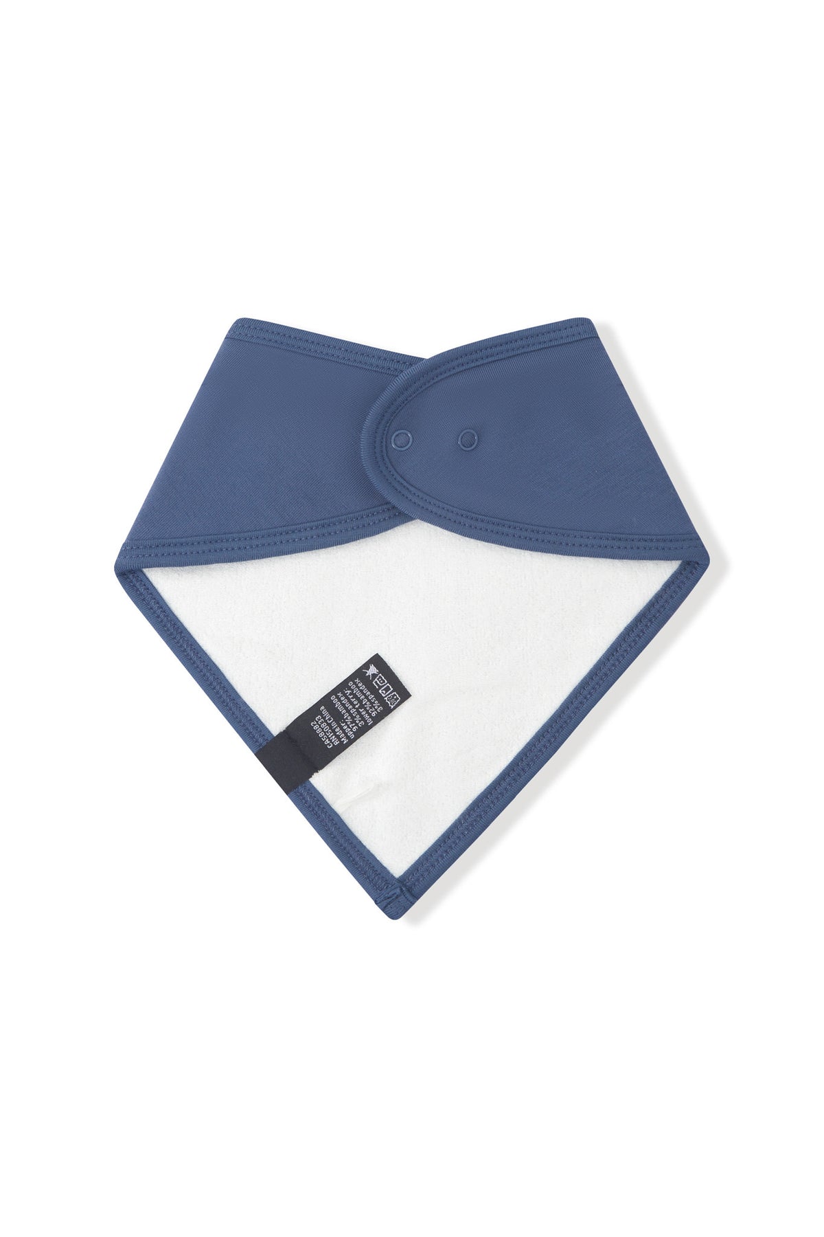 Back side of Bib in Oxford with snap closure on a white background
