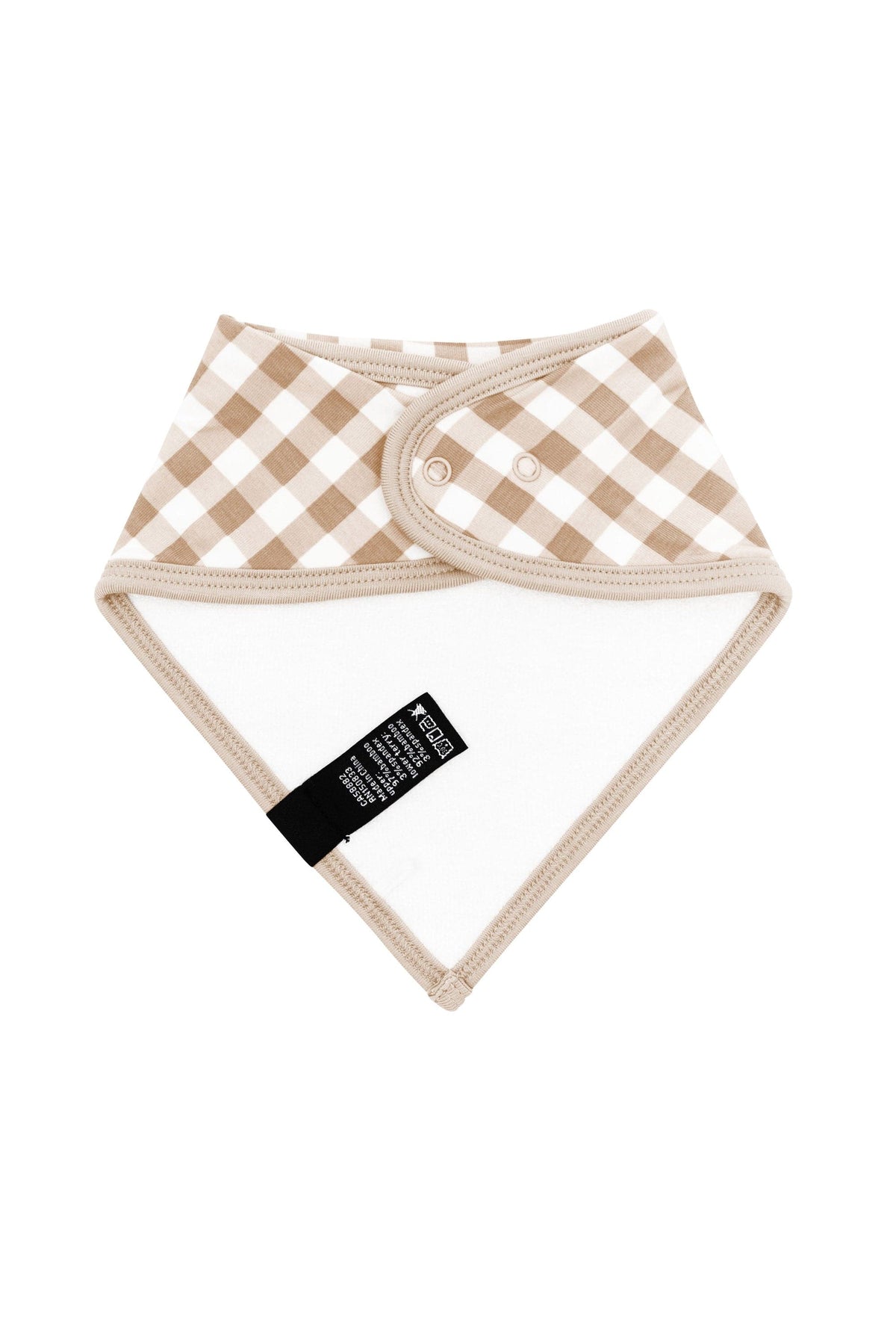 Adjustable snaps on Gingham bib