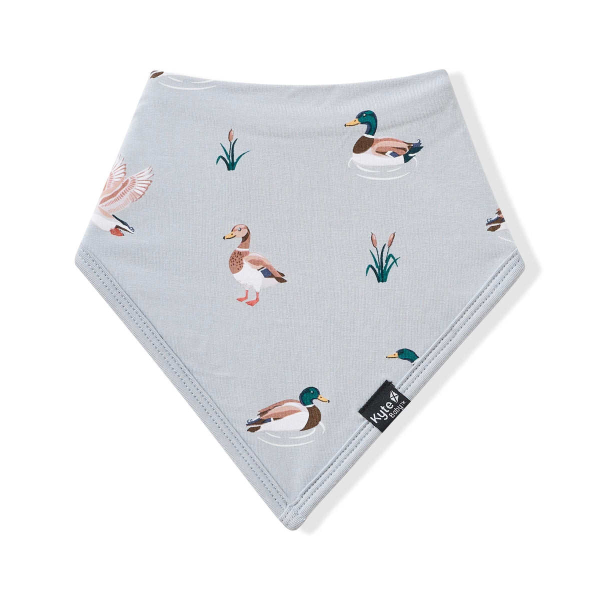 Front of the Bib in Mallard Duck showing the black kyte baby logo