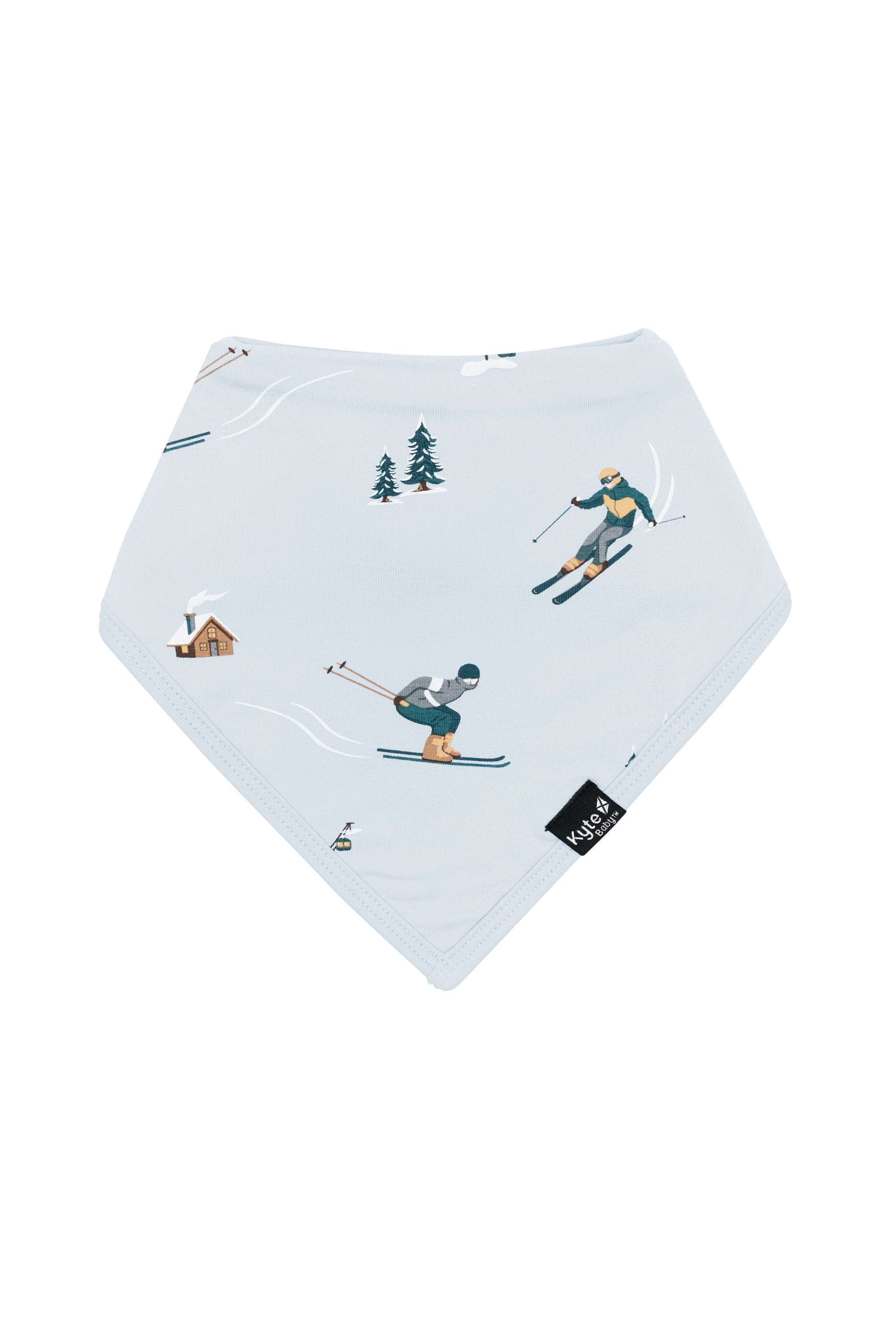 Front of the Bib in Ski with the black Kyte Baby tag visible