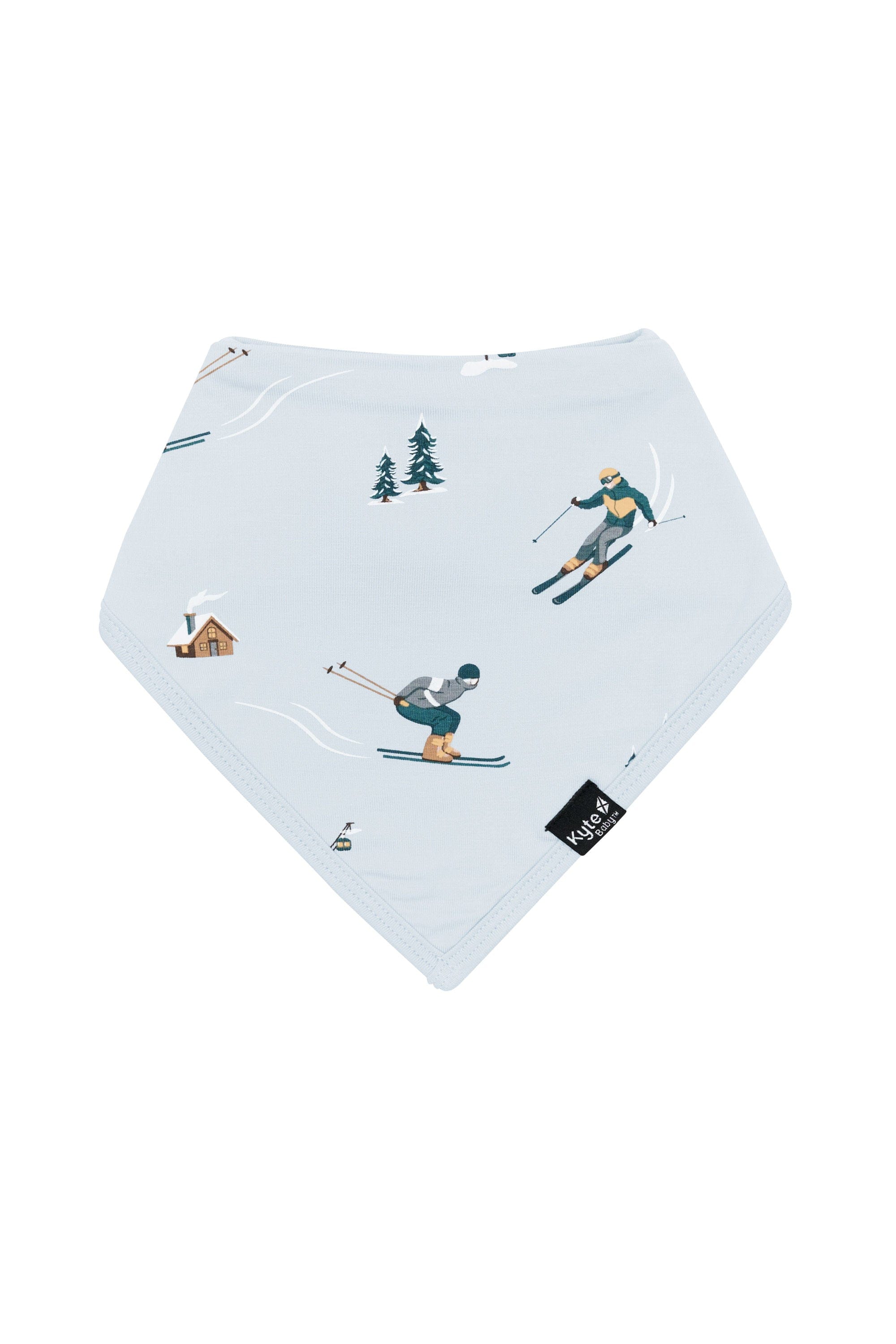 Front of the Bib in Ski with the black Kyte Baby tag visible