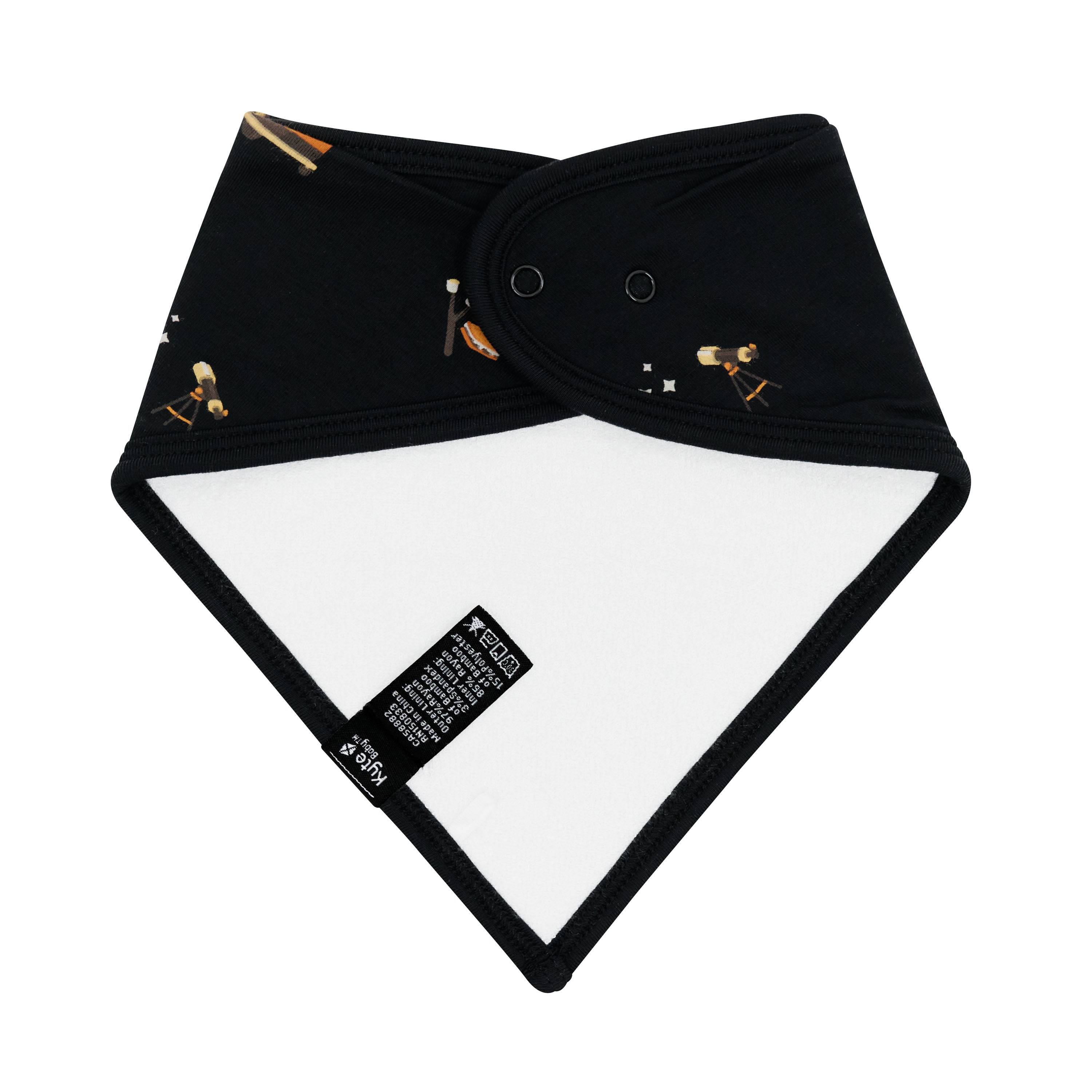 Bib in Under the Stars snap closures and terry cloth back