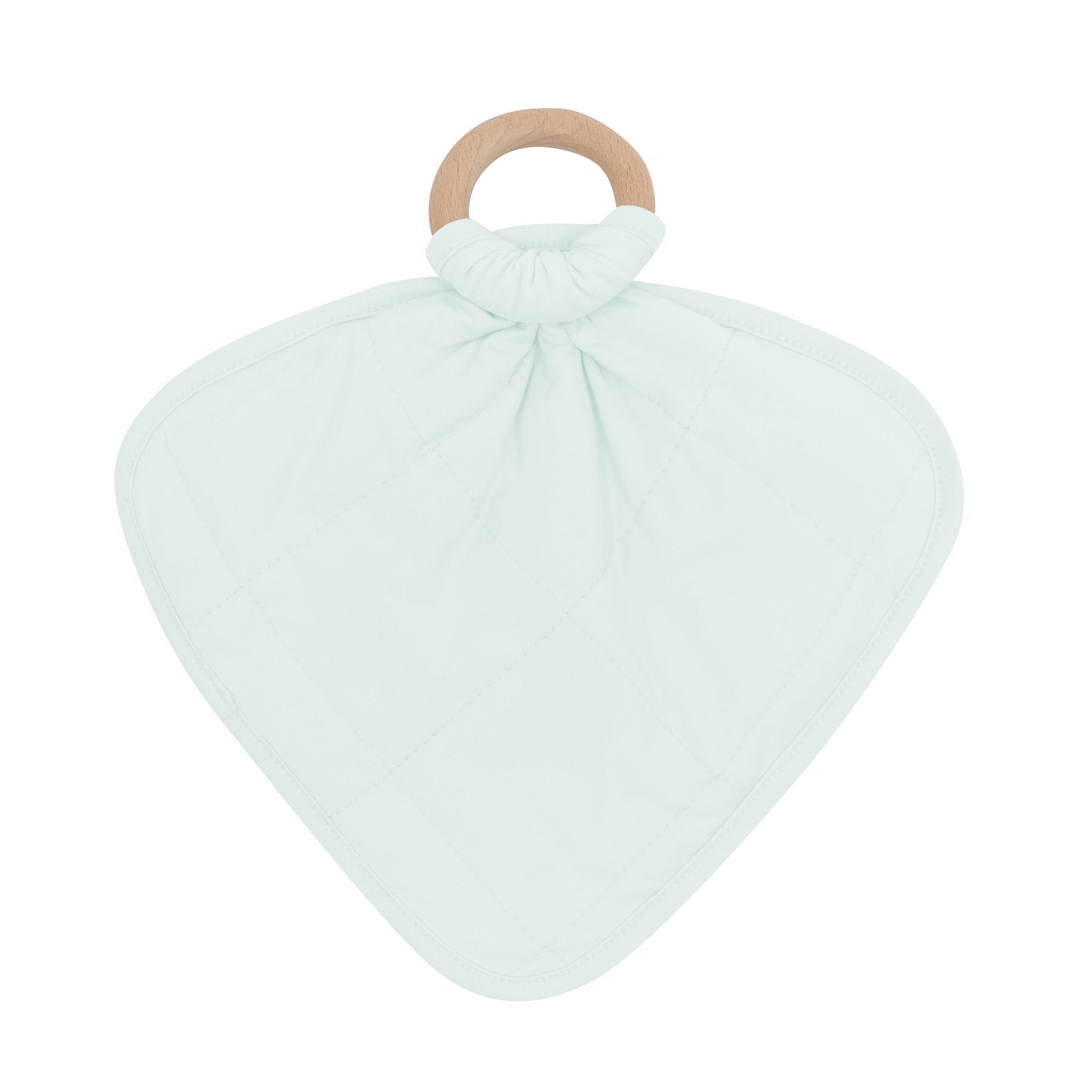 Back of the Lovey in Dew with Removable Wooden Teething Ring