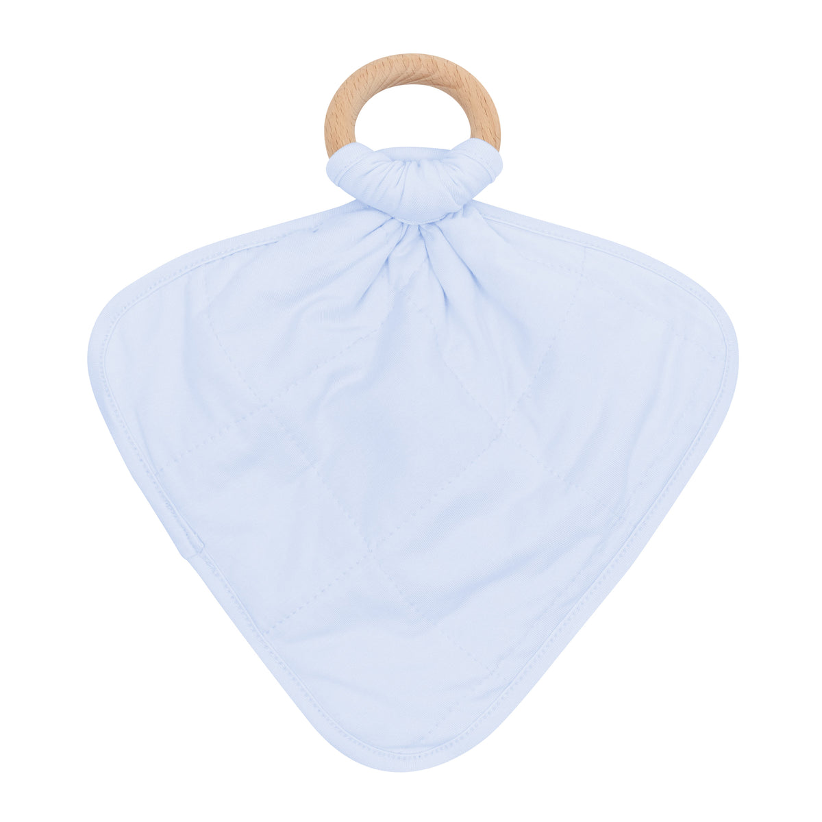 The back of the Lovey in Mist with Removable Wooden Teething Ring