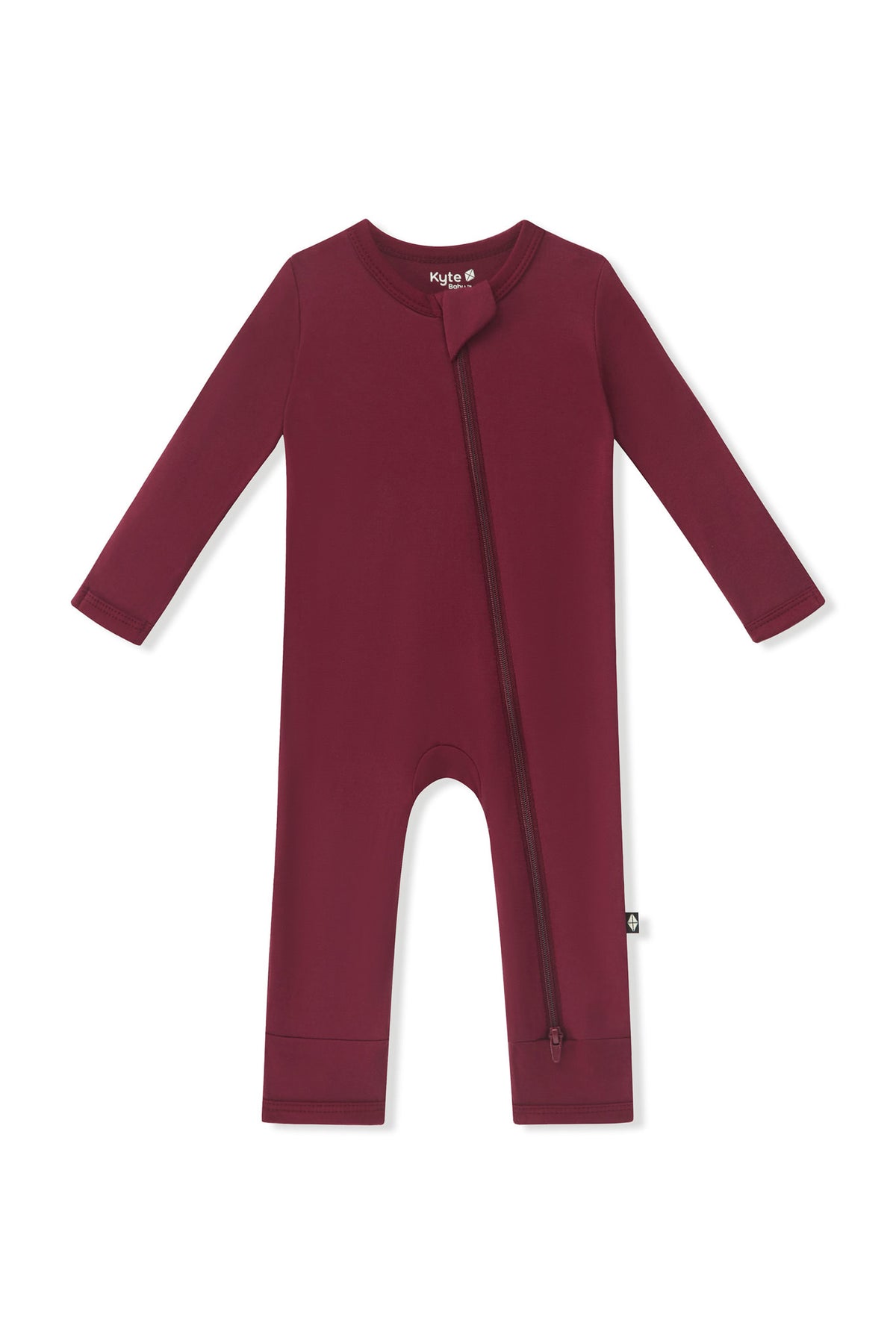 Zippered Romper in Burgundy on a white background