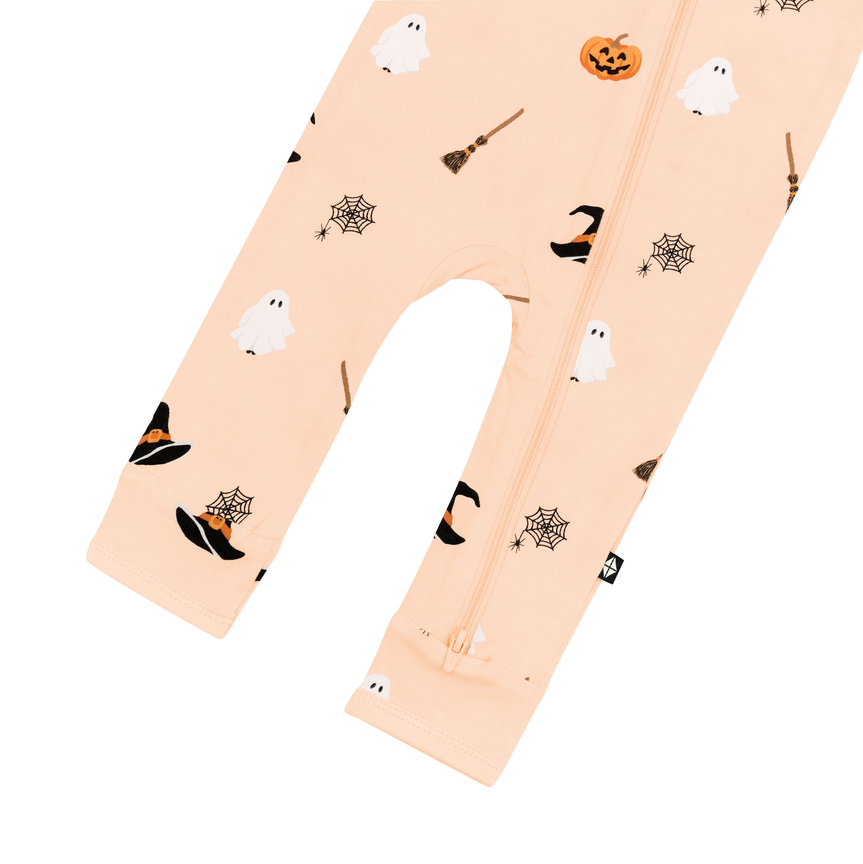 Zipper on the leg of the Zippered Romper in Bewitched